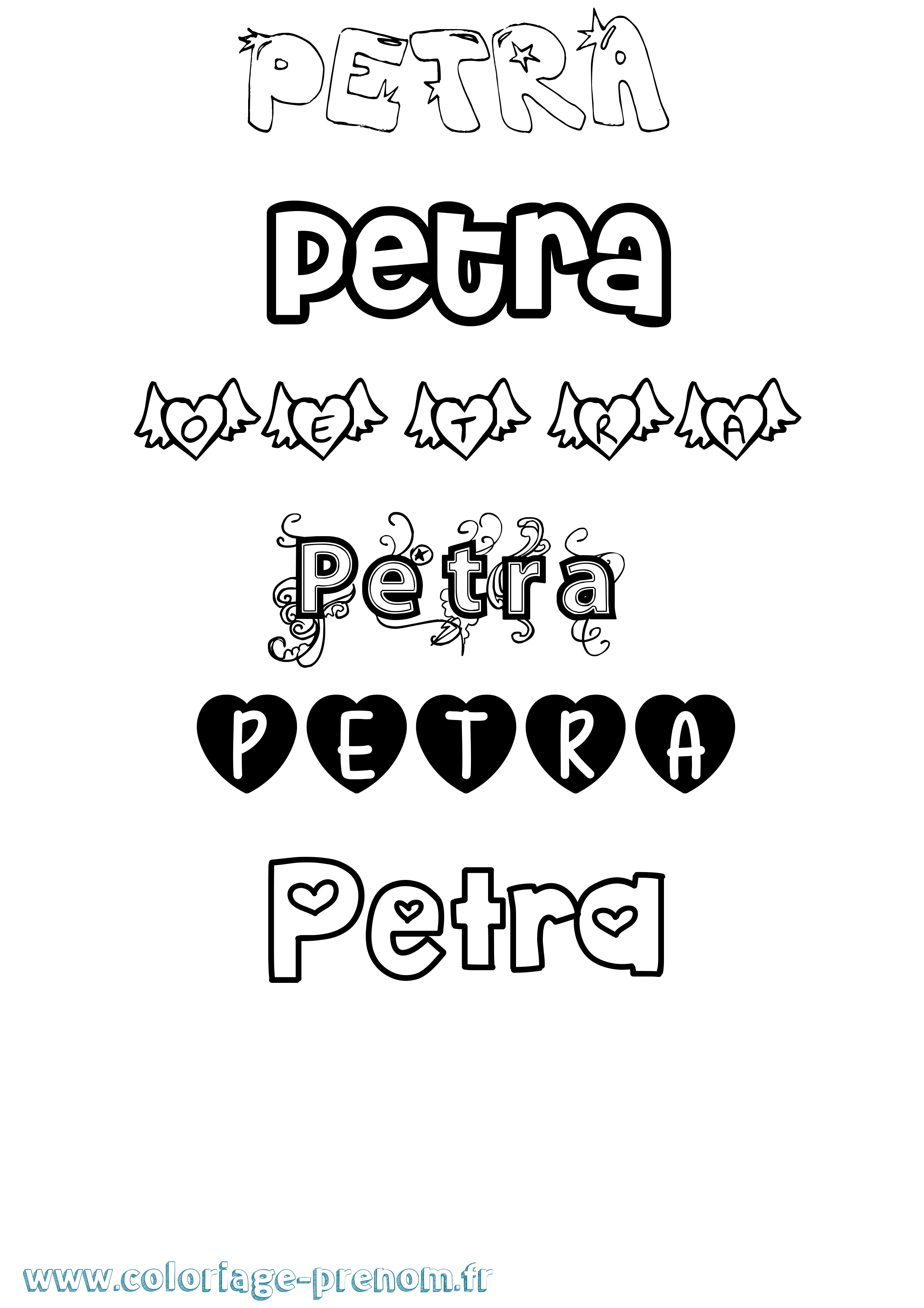 Coloriage Petra Girly Coloriage prénom Petra Girly