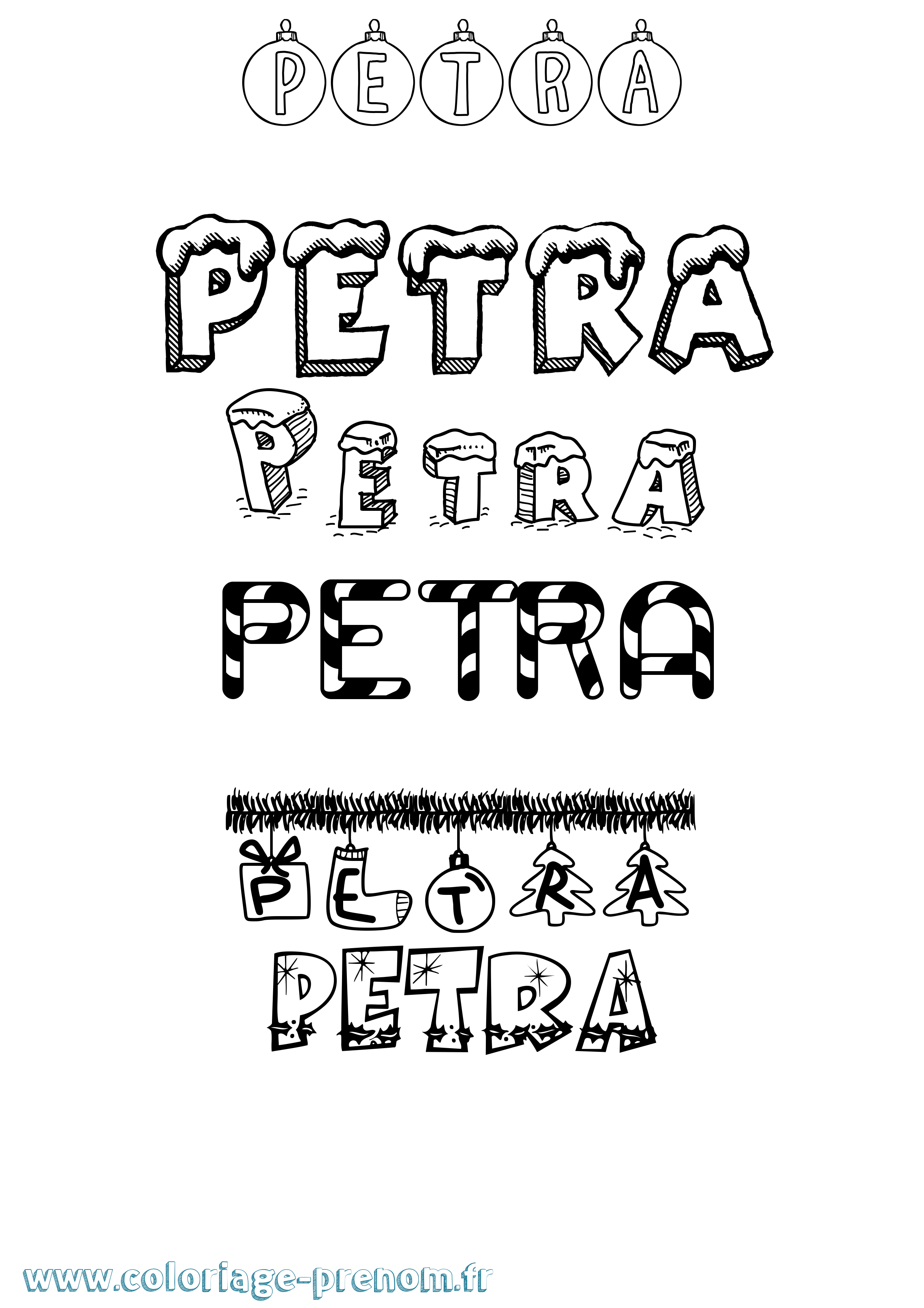 Coloriage Petra Noël Coloriage prénom Petra Noël