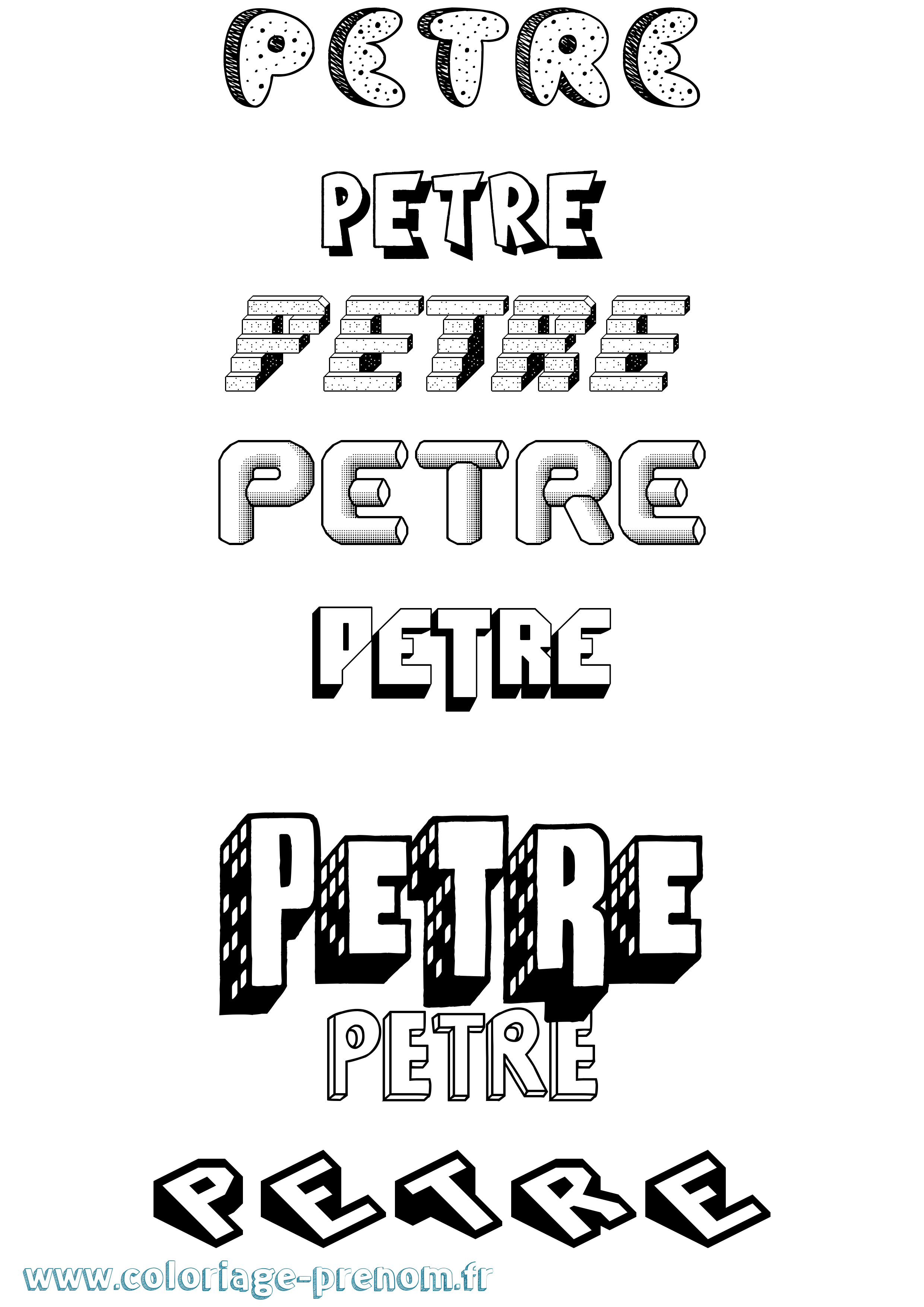 Coloriage Petre Effet 3D Coloriage prénom Petre Effet 3D