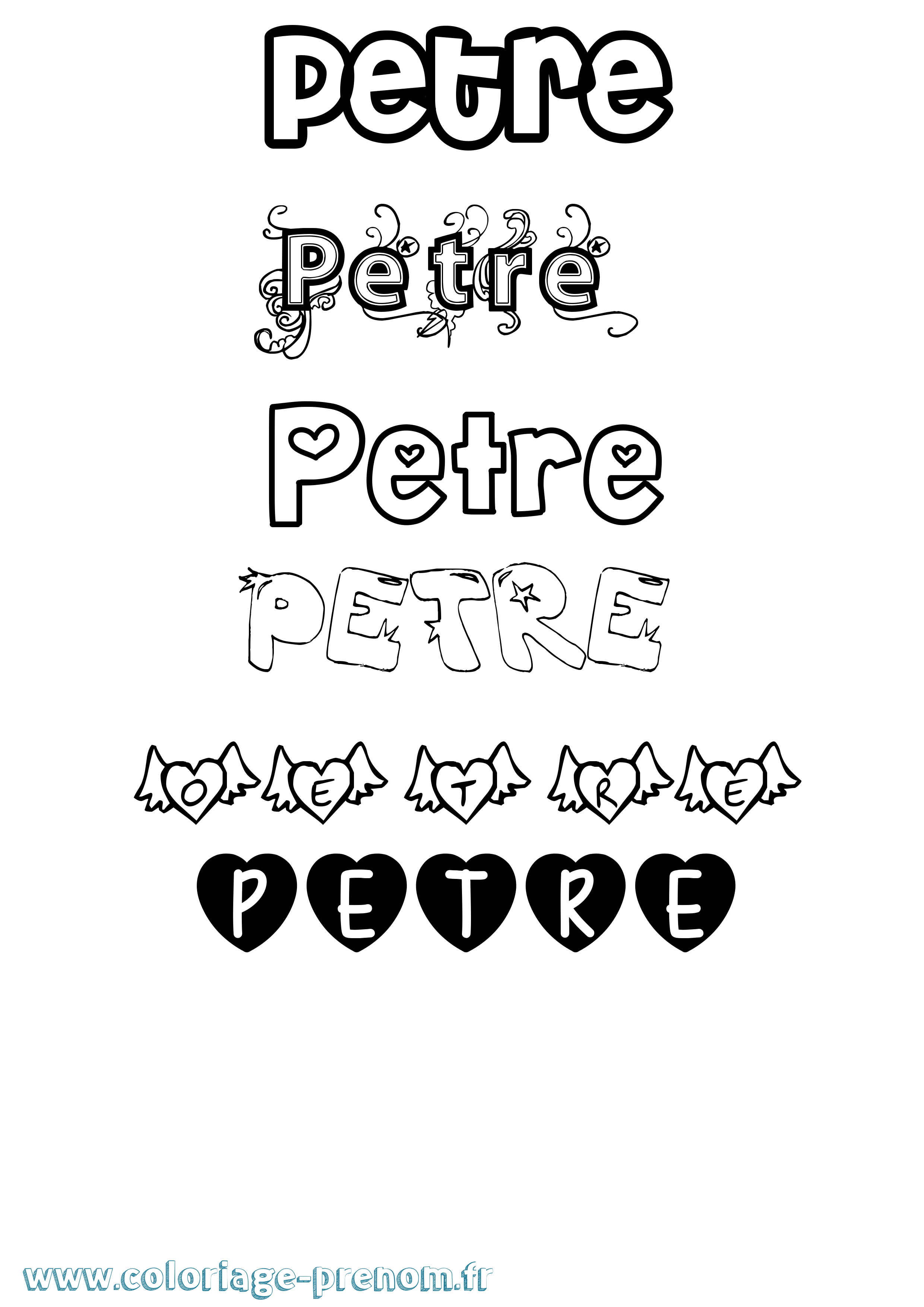 Coloriage Petre Girly Coloriage prénom Petre Girly