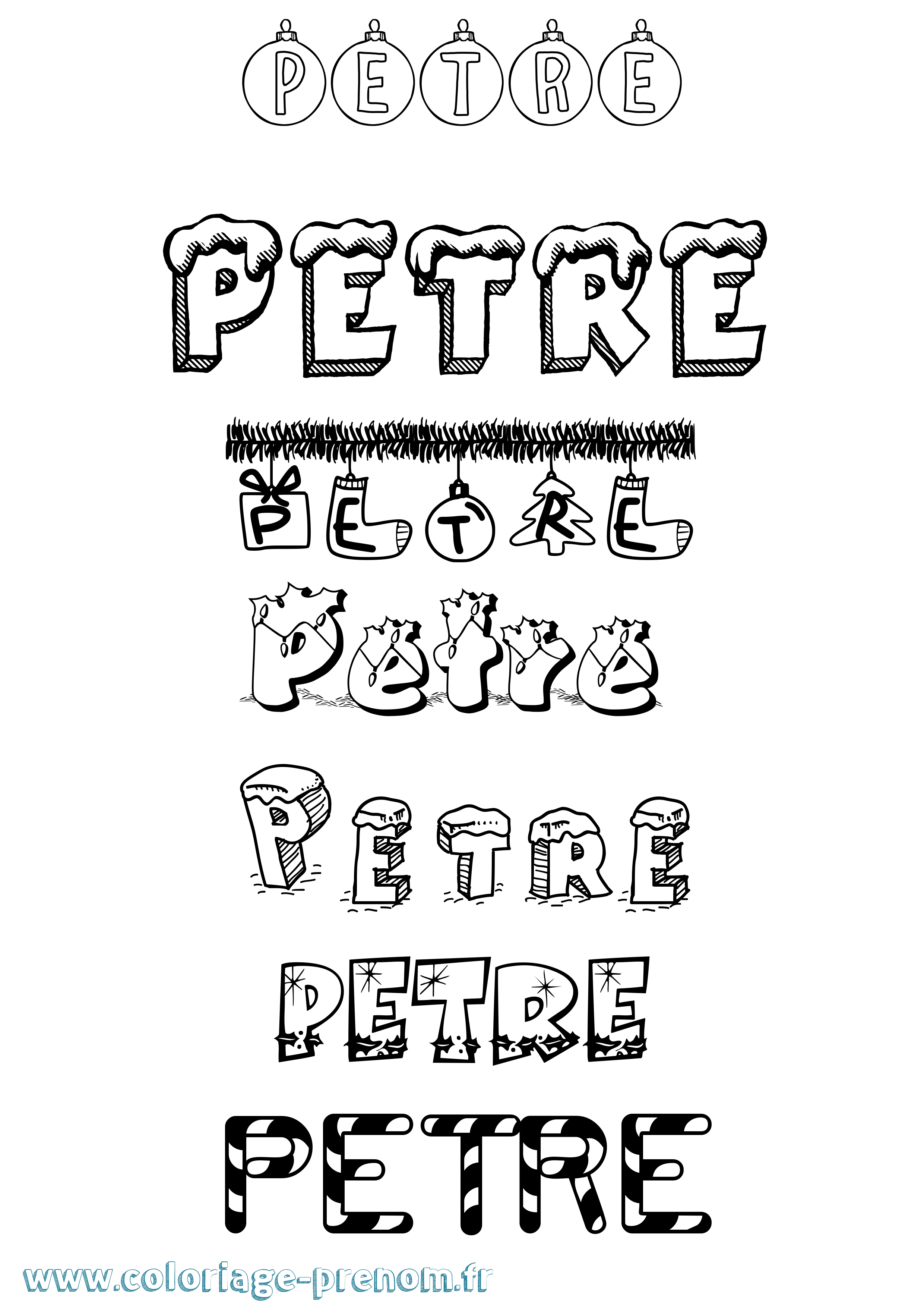 Coloriage Petre Noël Coloriage prénom Petre Noël
