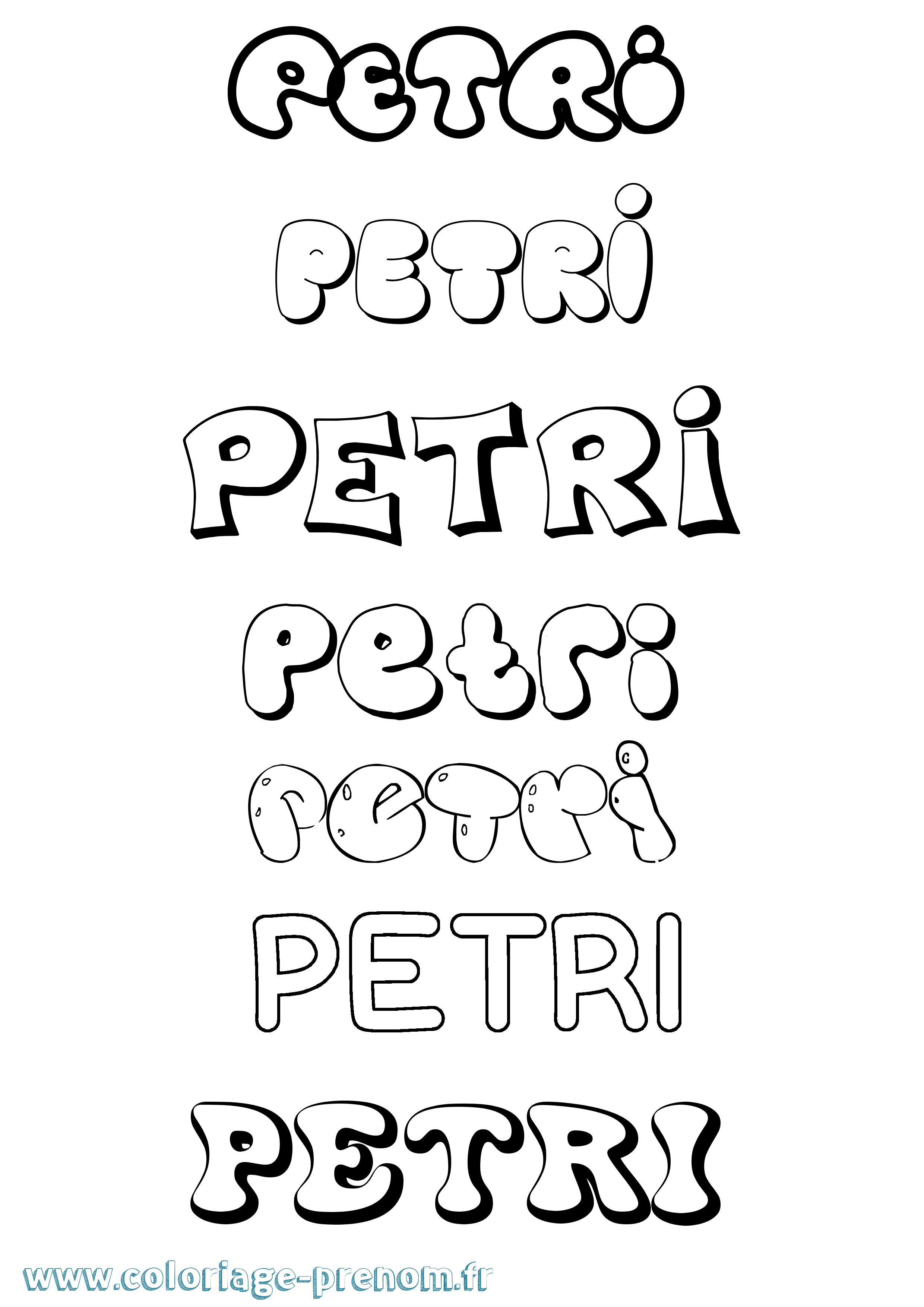 Coloriage Petri Bubble Coloriage prénom Petri Bubble