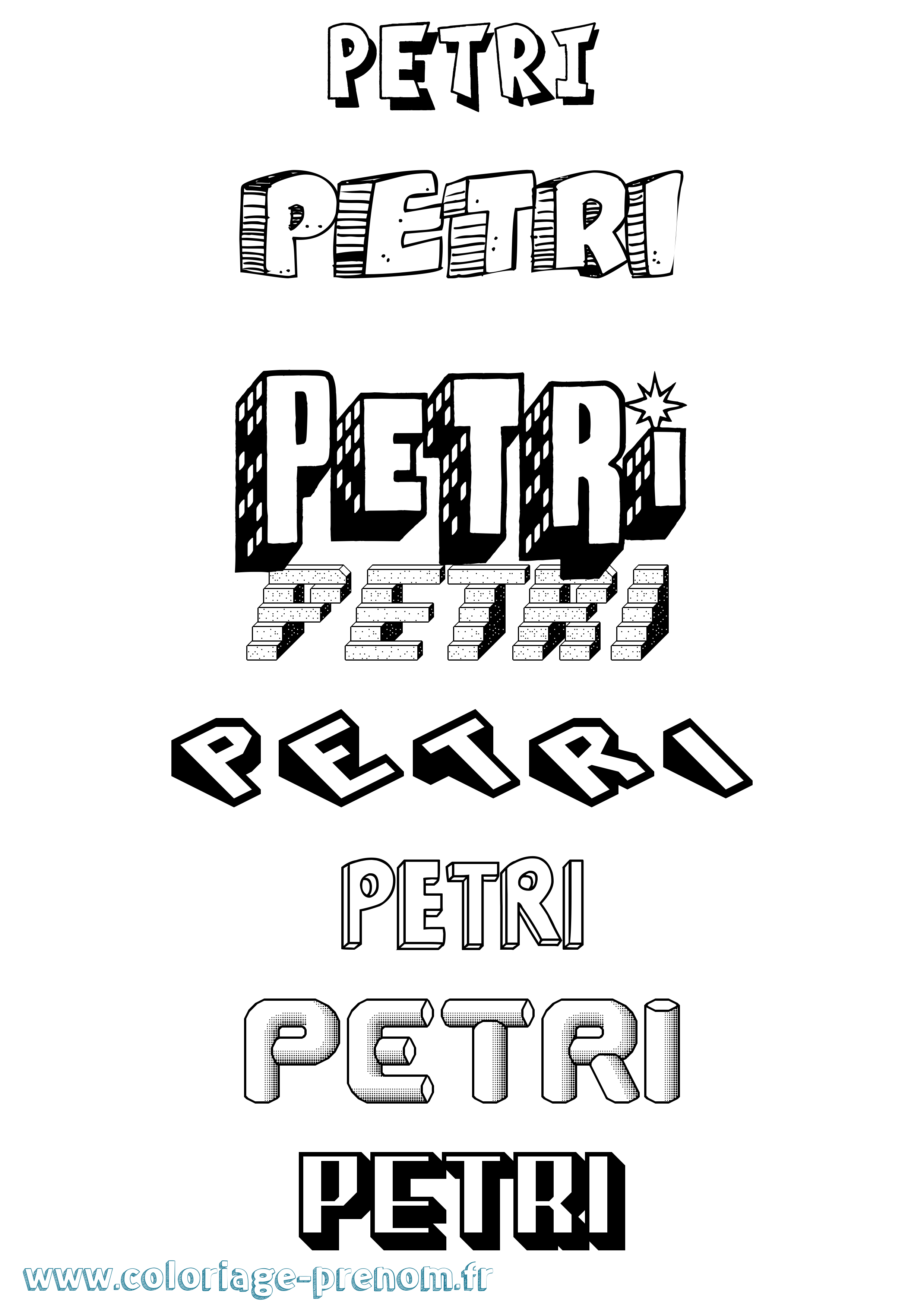 Coloriage Petri Effet 3D Coloriage prénom Petri Effet 3D