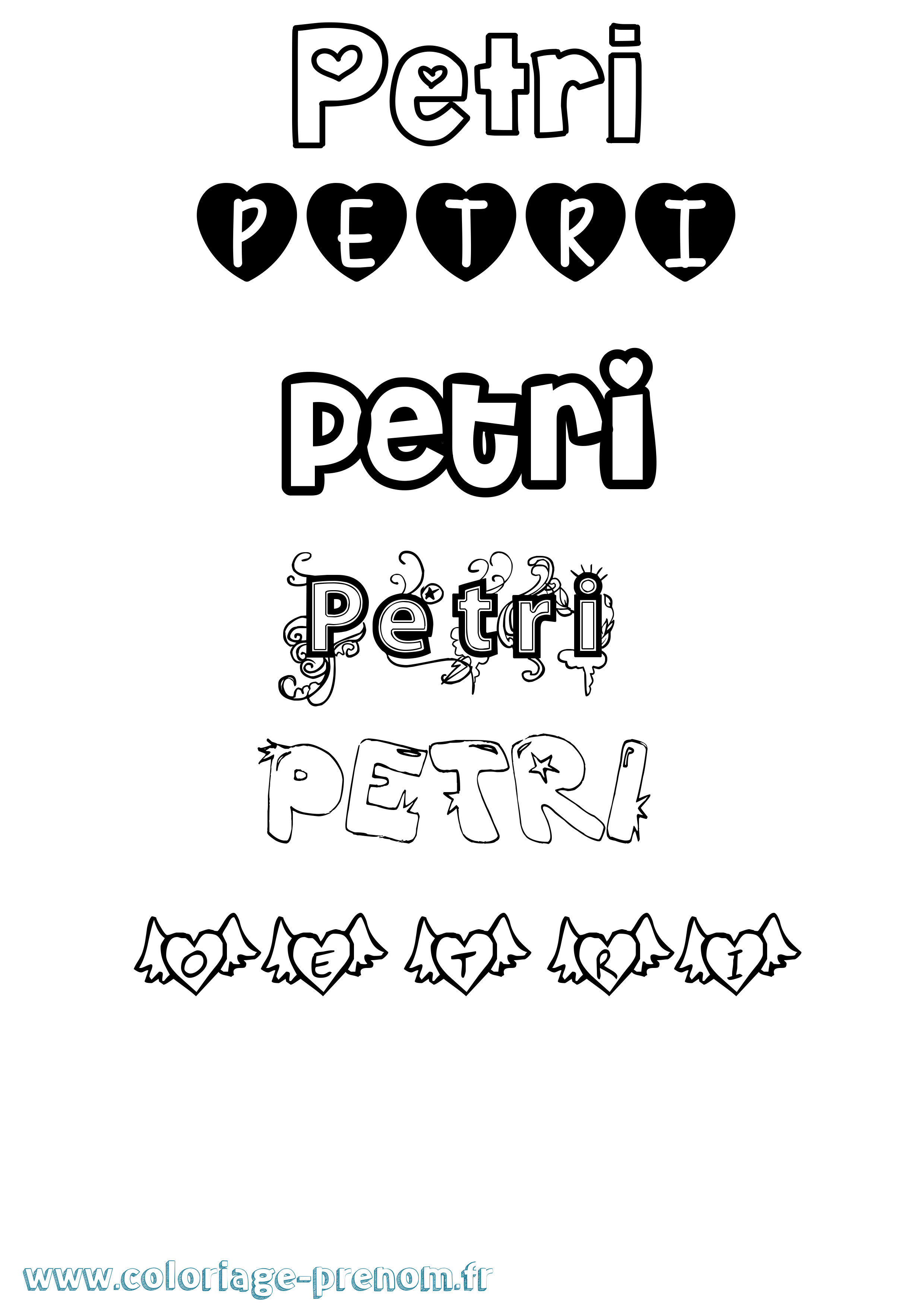 Coloriage Petri Girly Coloriage prénom Petri Girly