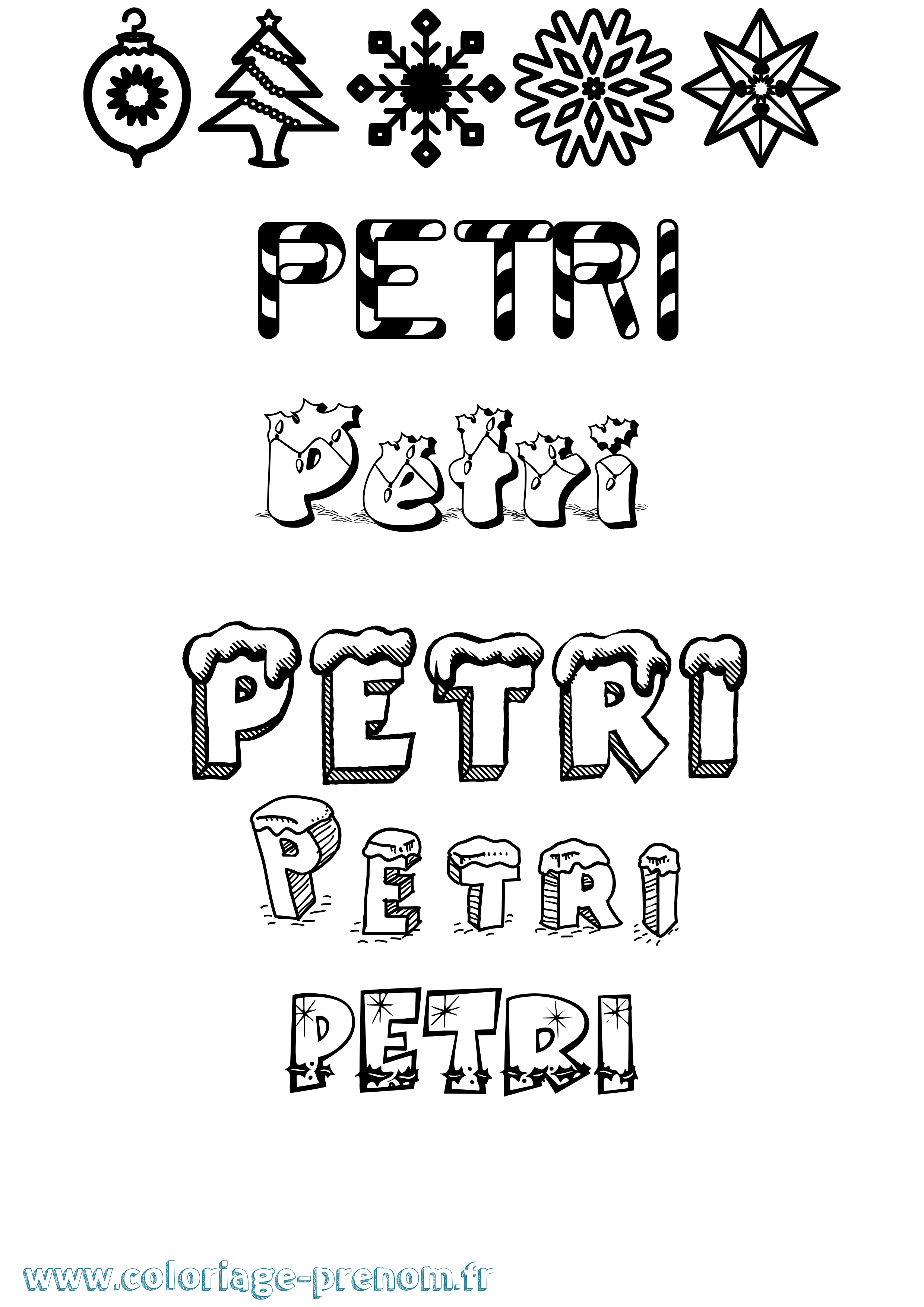 Coloriage Petri Noël Coloriage prénom Petri Noël