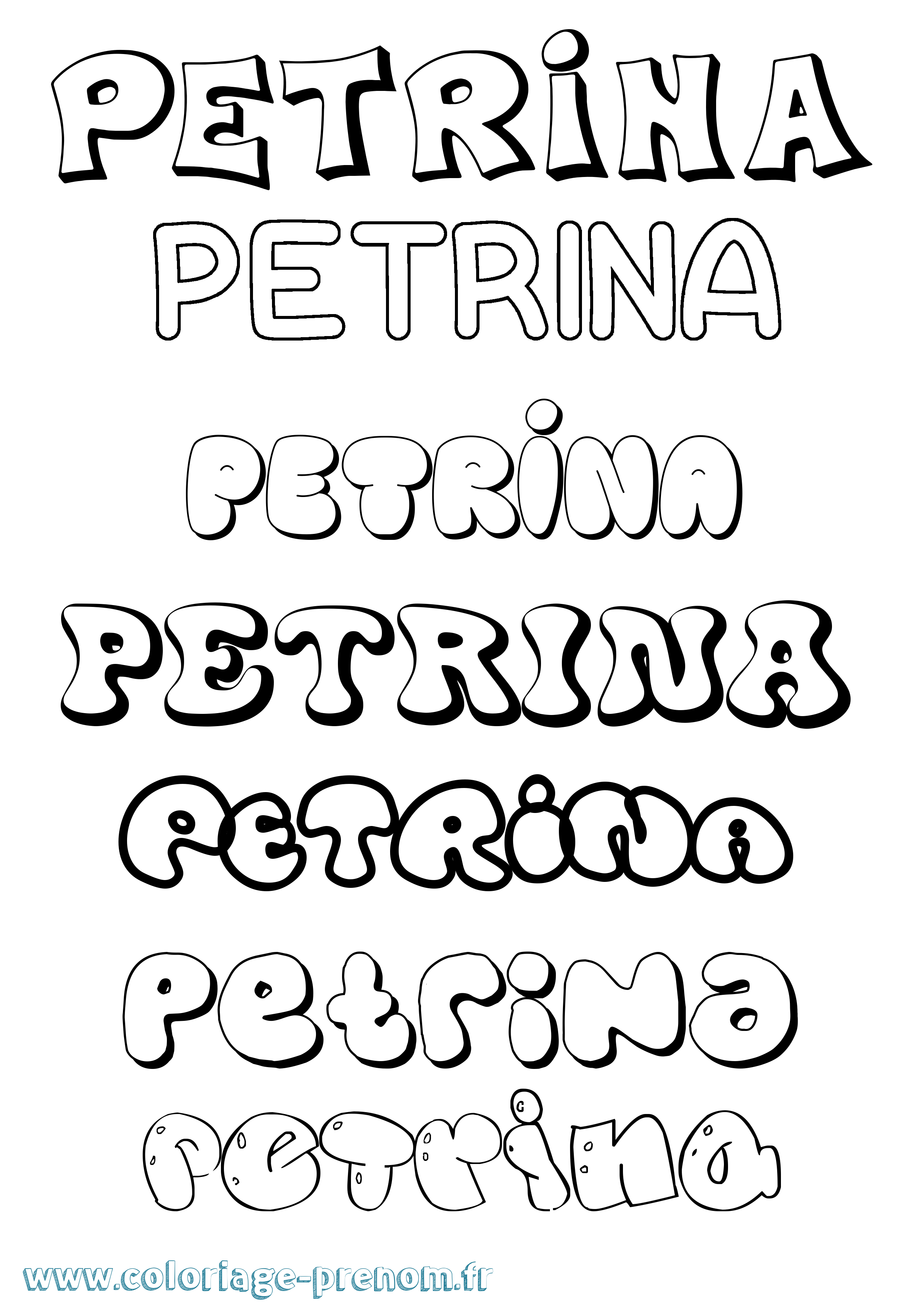 Coloriage Petrina Bubble Coloriage prénom Petrina Bubble