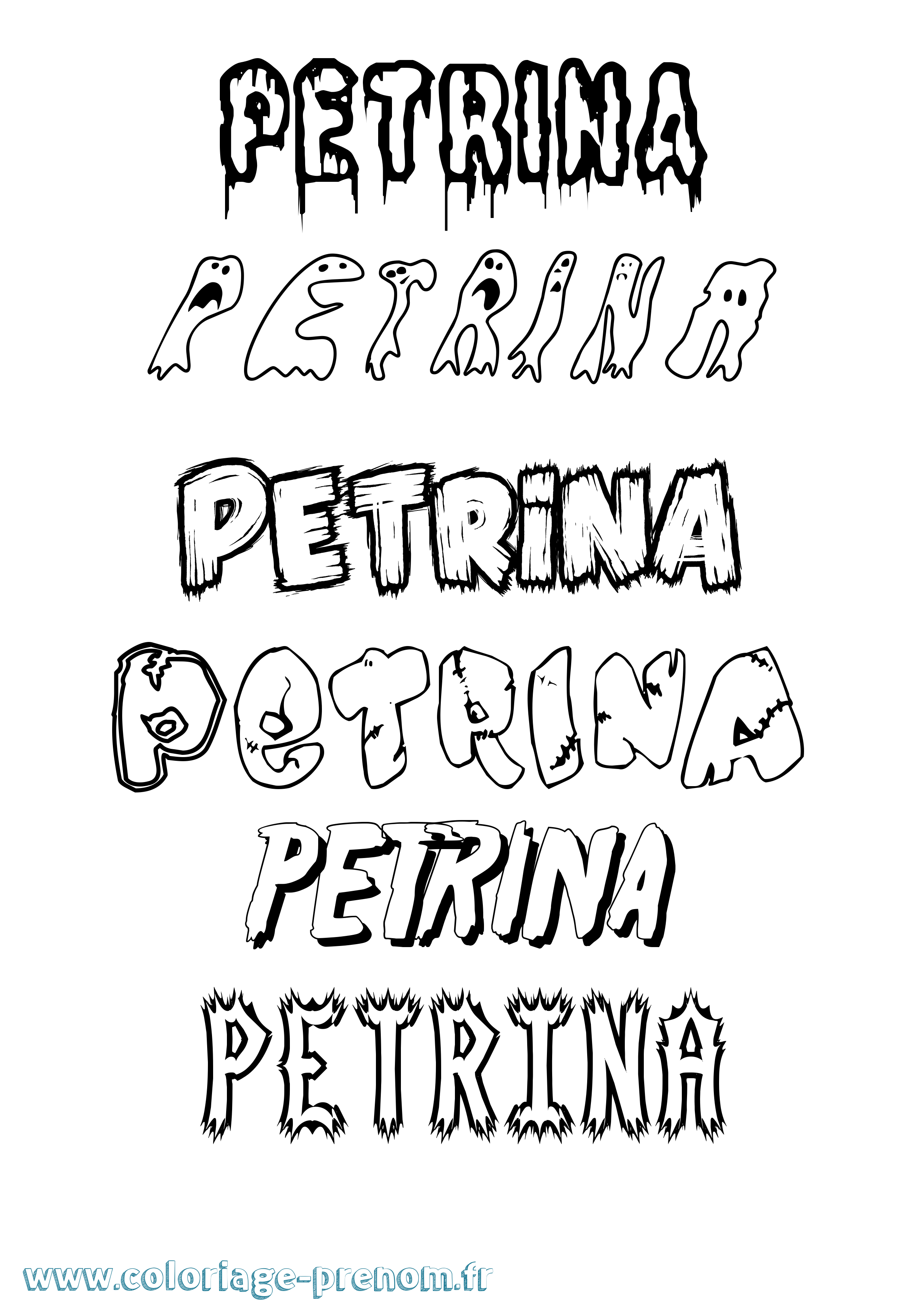 Coloriage Petrina Frisson Coloriage prénom Petrina Frisson