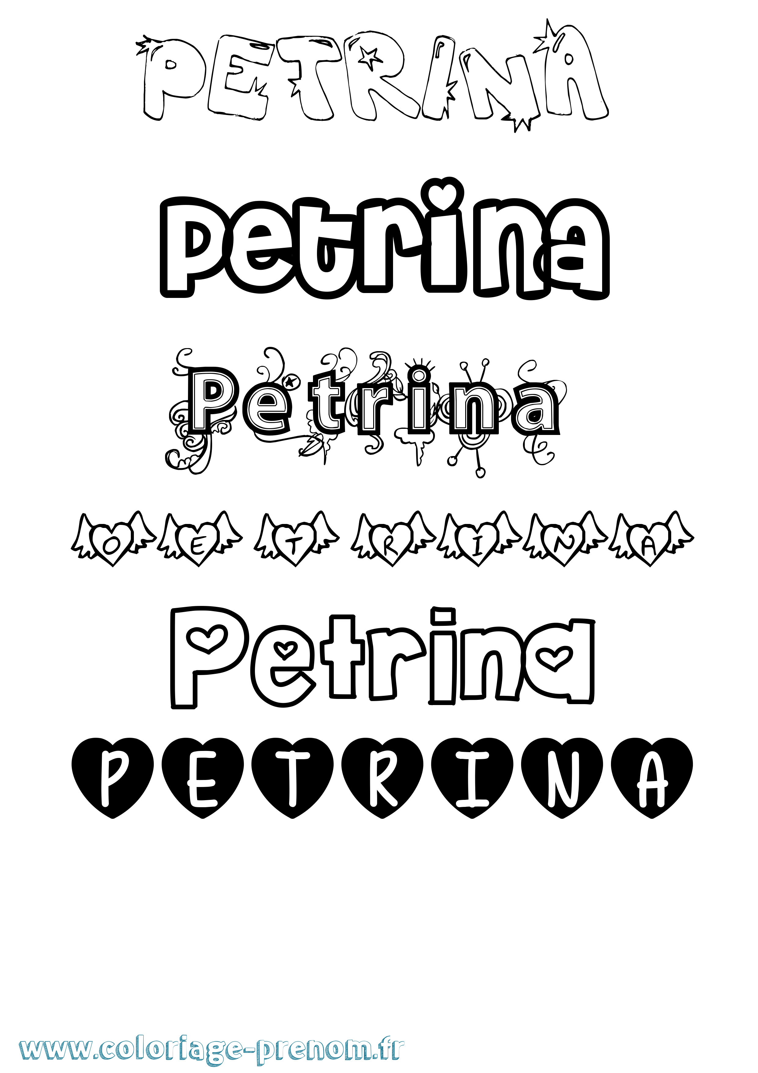 Coloriage Petrina Girly Coloriage prénom Petrina Girly