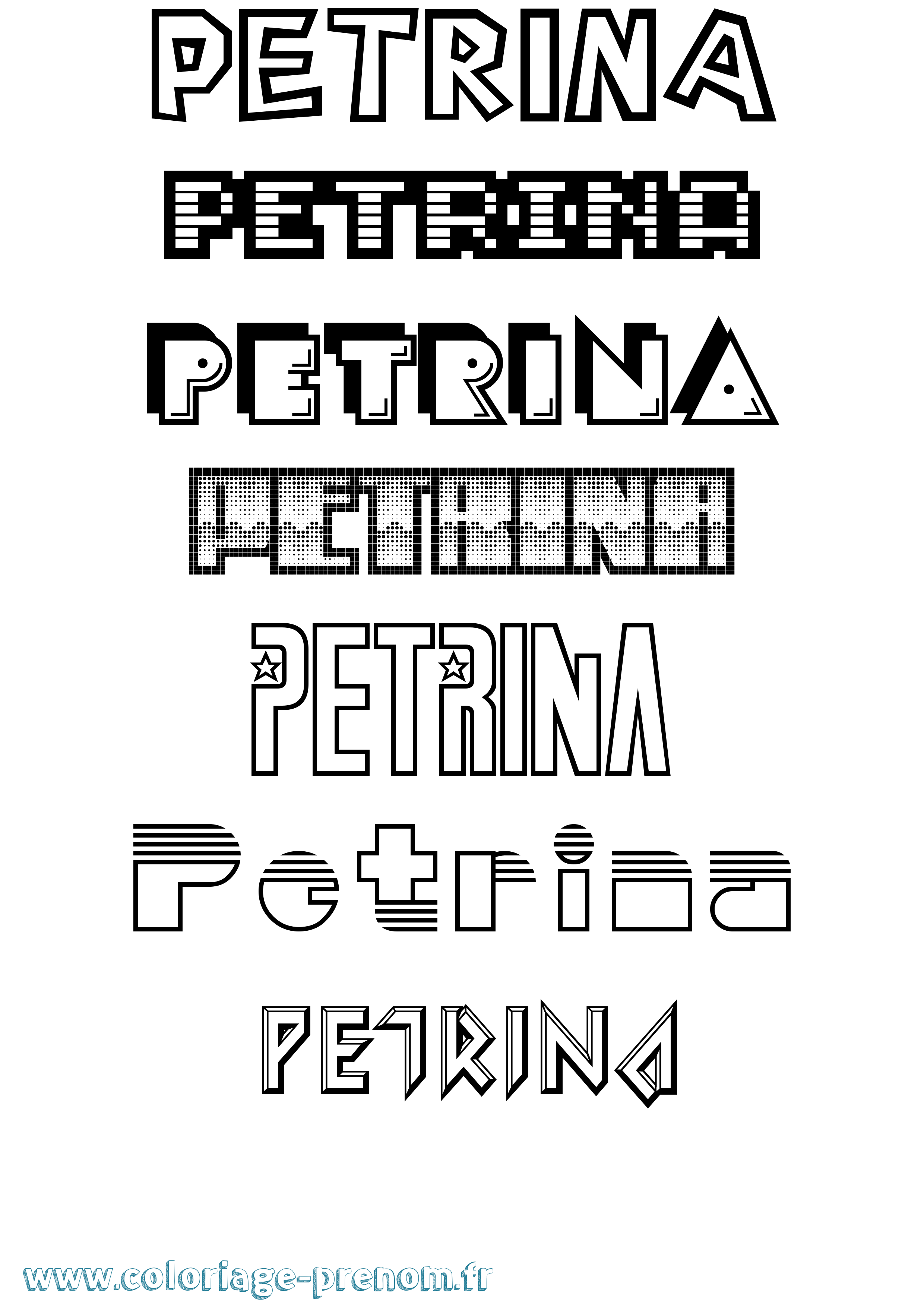 Coloriage Petrina Jeux Vidéos Coloriage prénom Petrina Jeux Vidéos