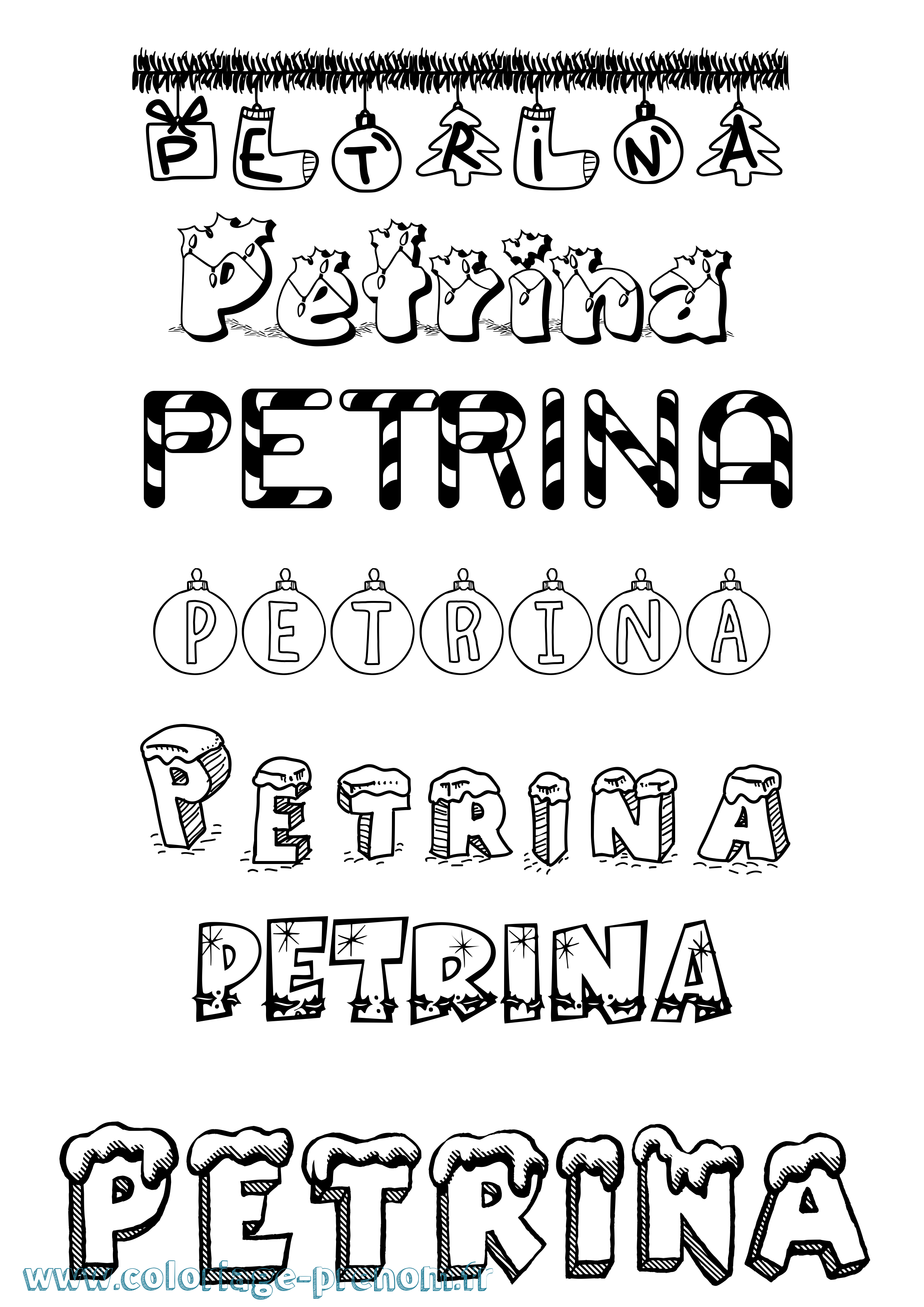 Coloriage Petrina Noël Coloriage prénom Petrina Noël