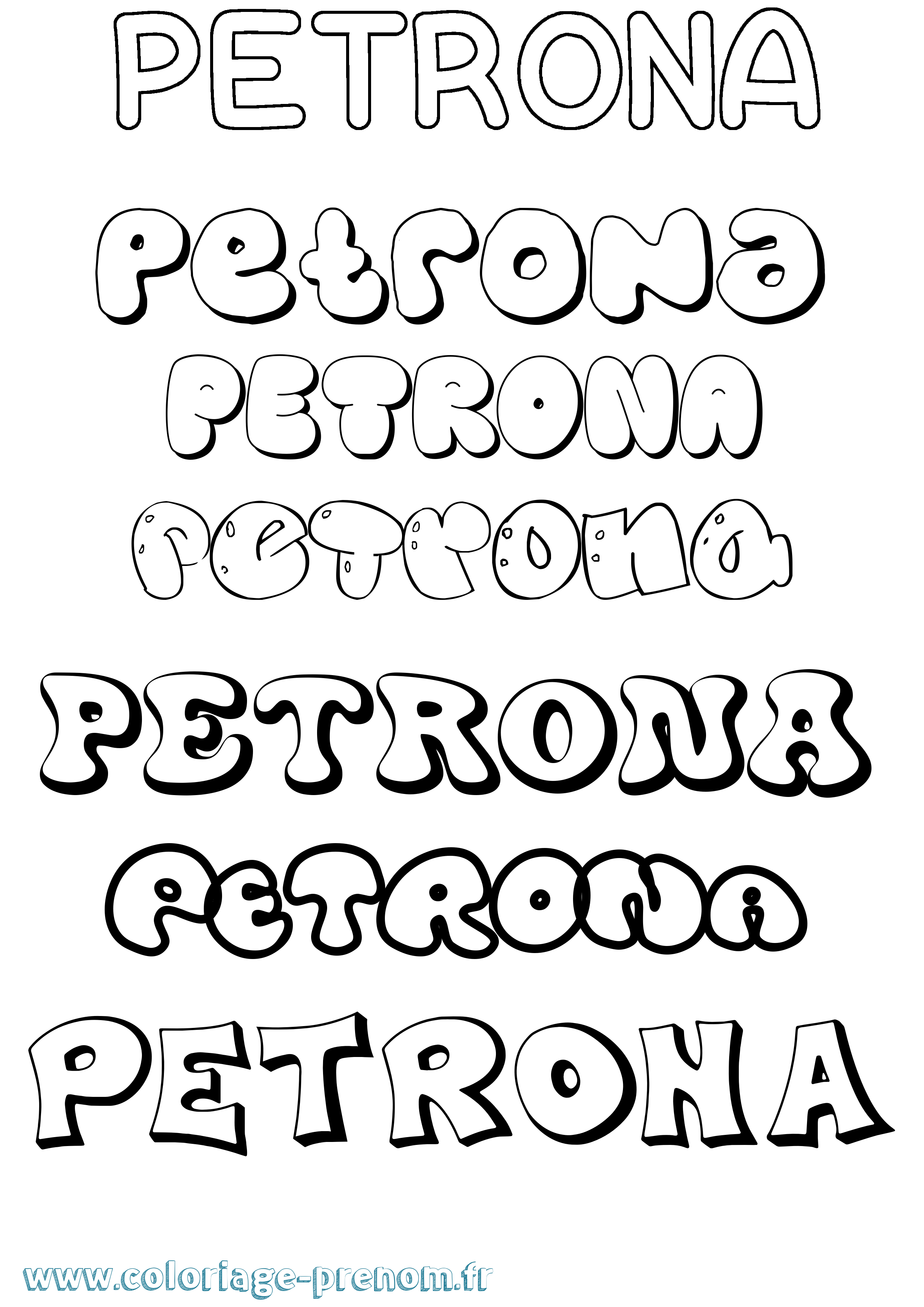 Coloriage Petrona Bubble Coloriage prénom Petrona Bubble