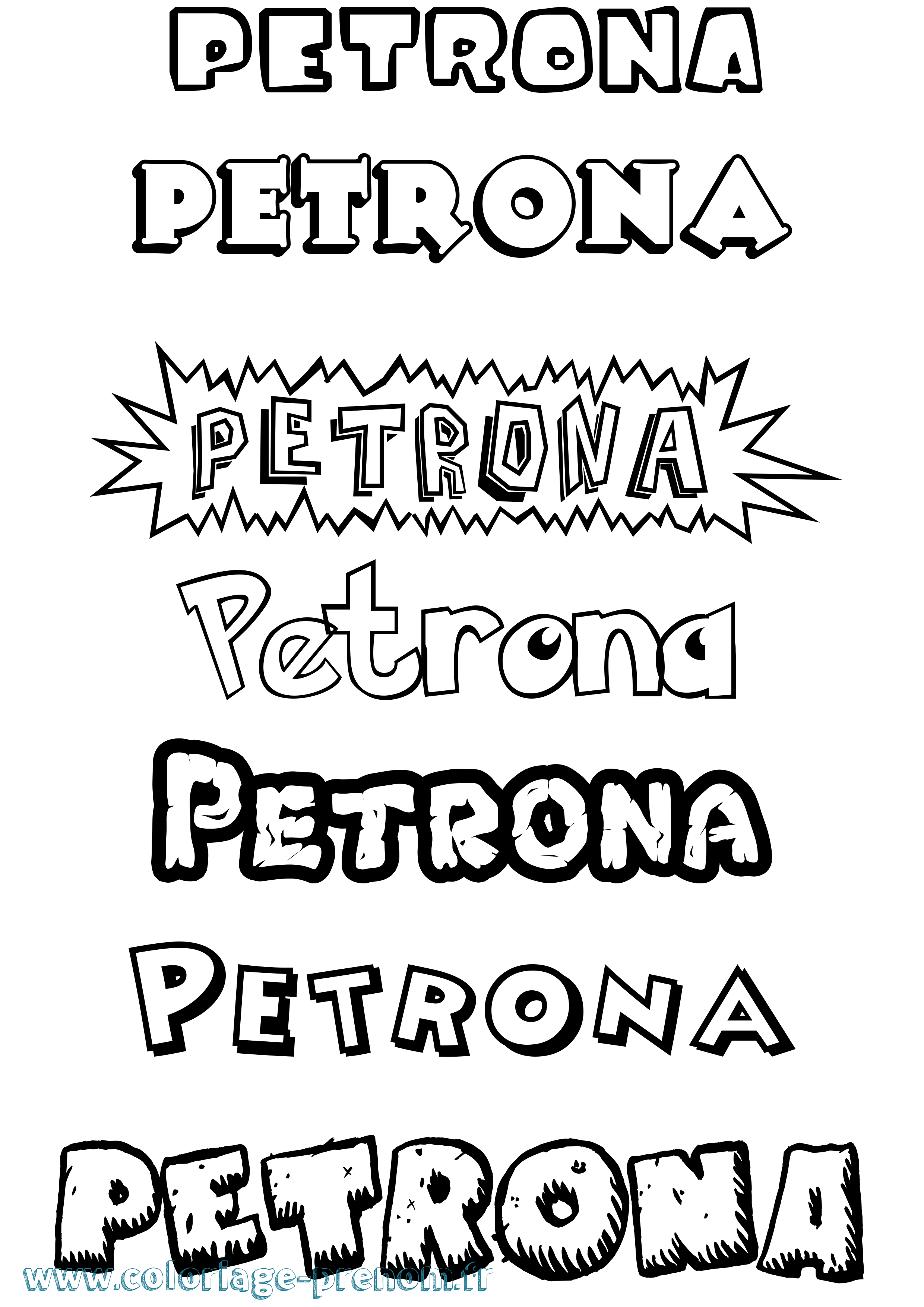Coloriage Petrona Dessin Animé Coloriage prénom Petrona Dessin Animé