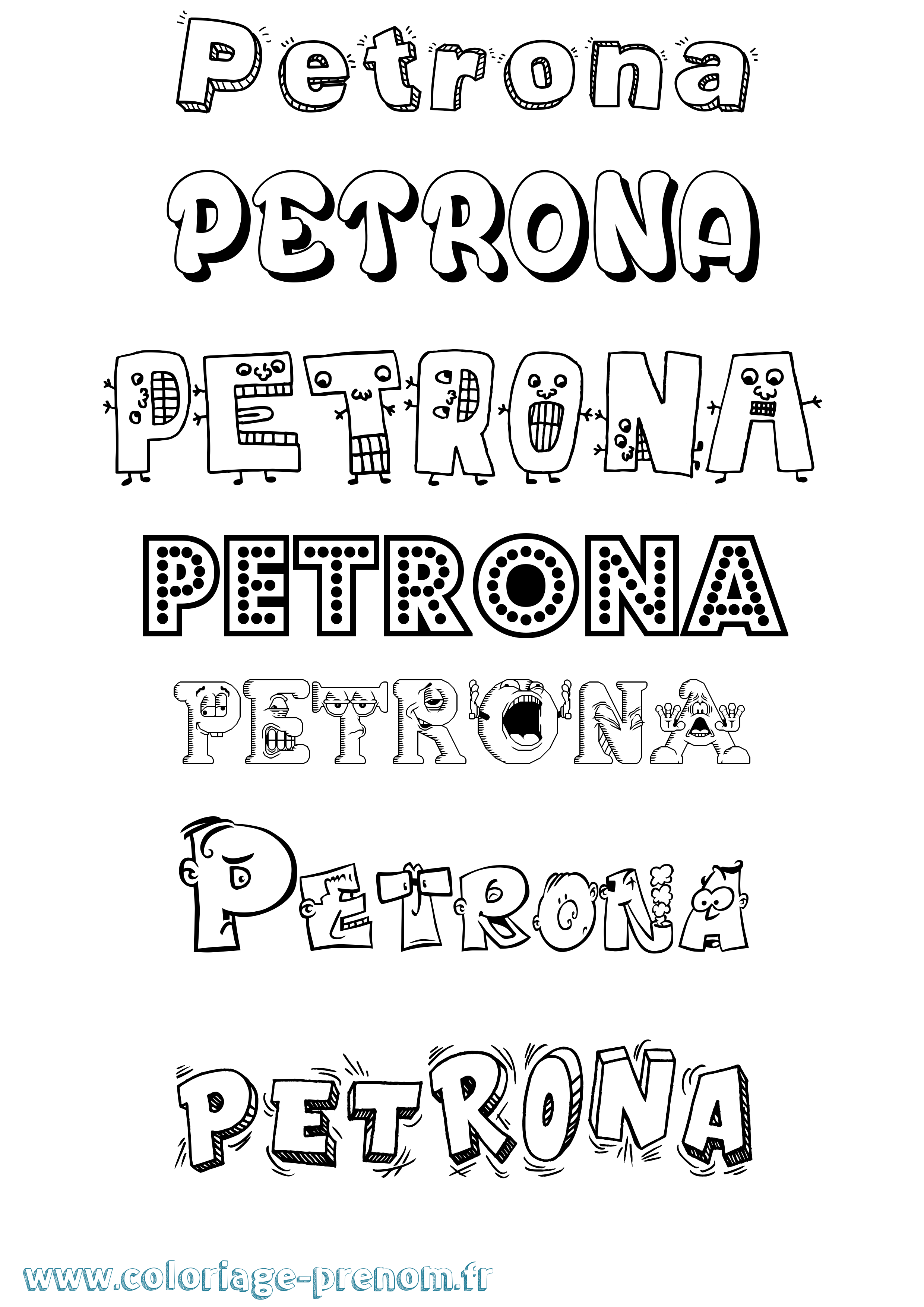 Coloriage Petrona Fun Coloriage prénom Petrona Fun