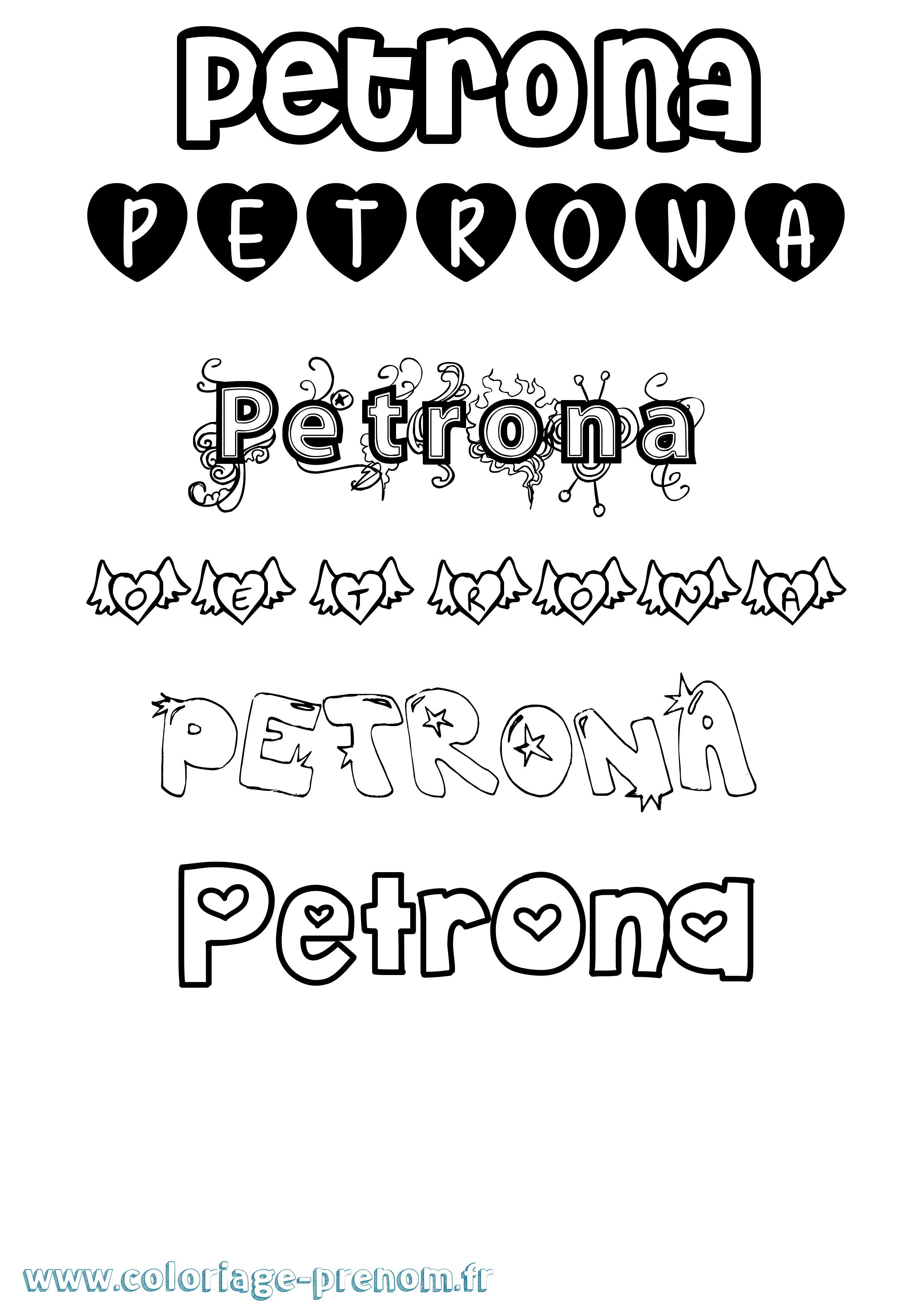 Coloriage Petrona Girly Coloriage prénom Petrona Girly
