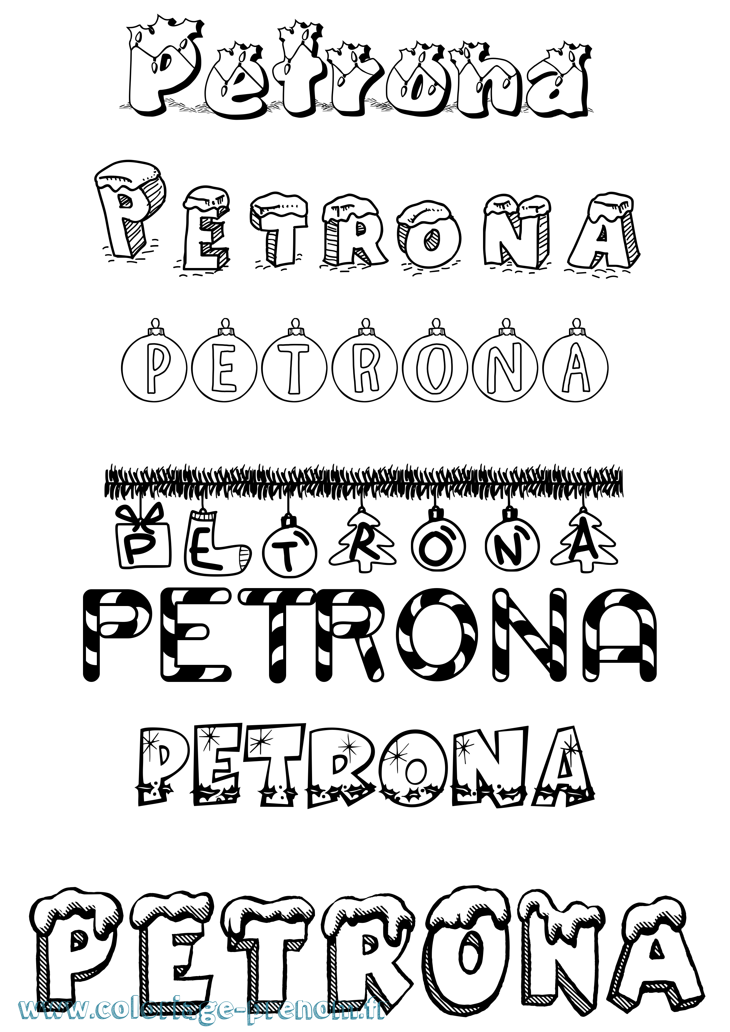 Coloriage Petrona Noël Coloriage prénom Petrona Noël