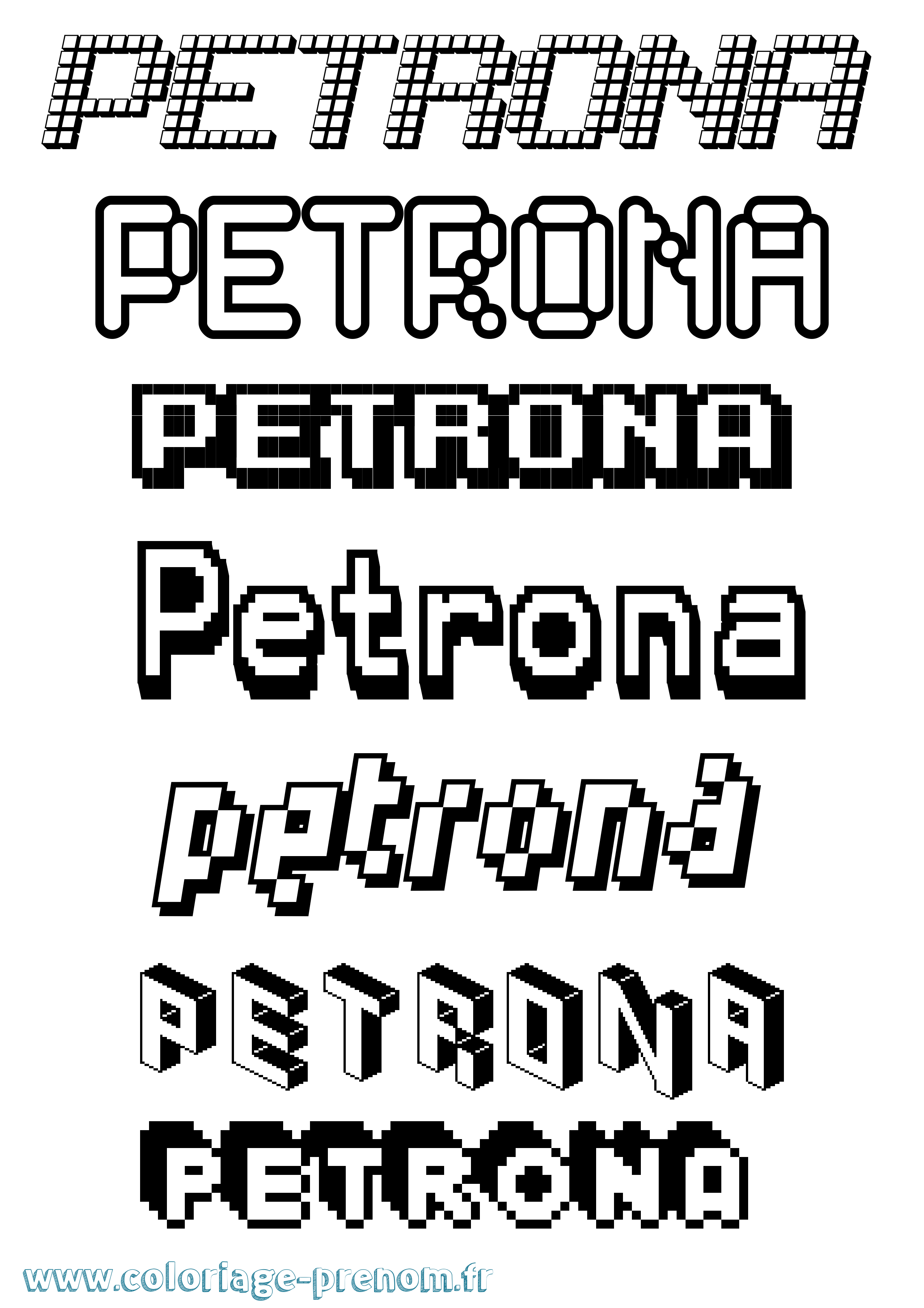 Coloriage Petrona Pixel Coloriage prénom Petrona Pixel