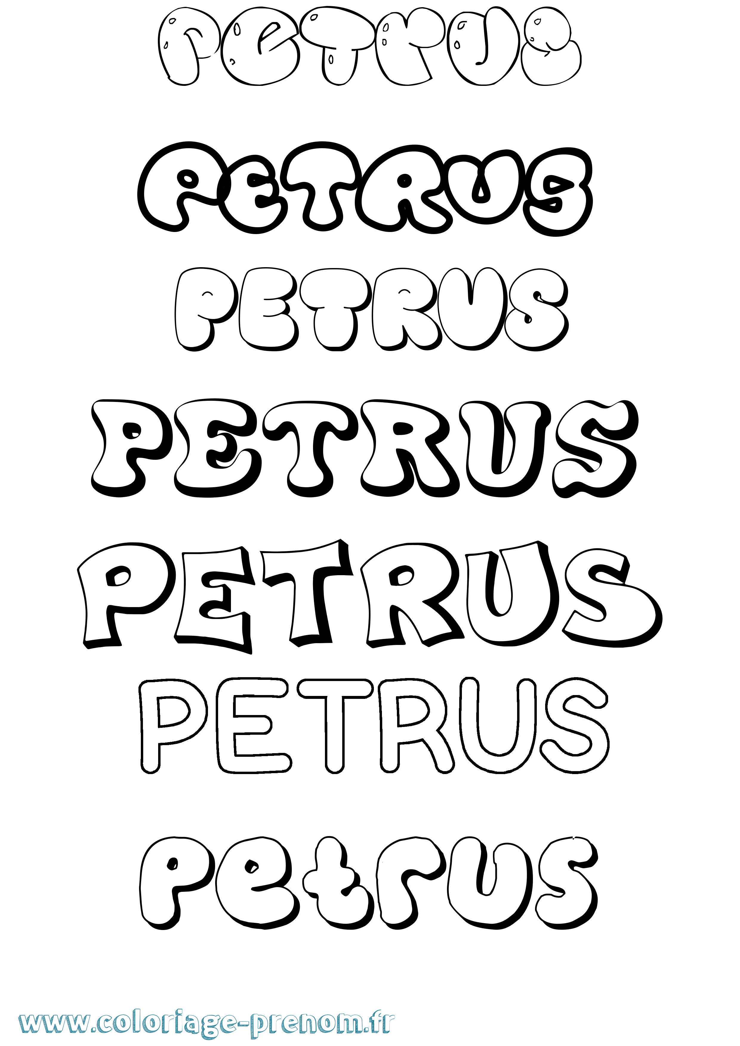 Coloriage Petrus Bubble Coloriage prénom Petrus Bubble