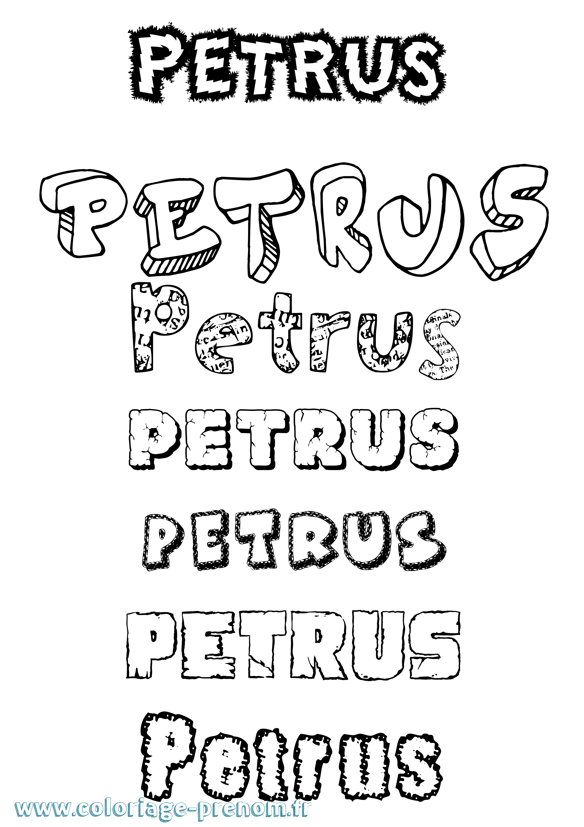 Coloriage Petrus Destructuré Coloriage prénom Petrus Destructuré