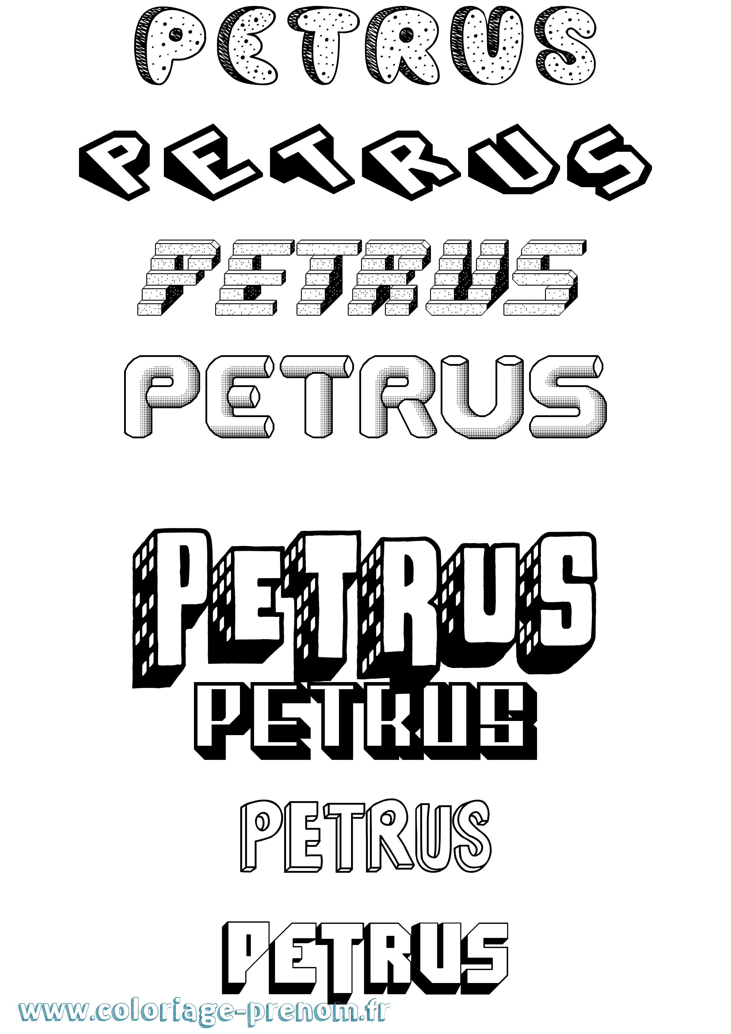 Coloriage Petrus Effet 3D Coloriage prénom Petrus Effet 3D