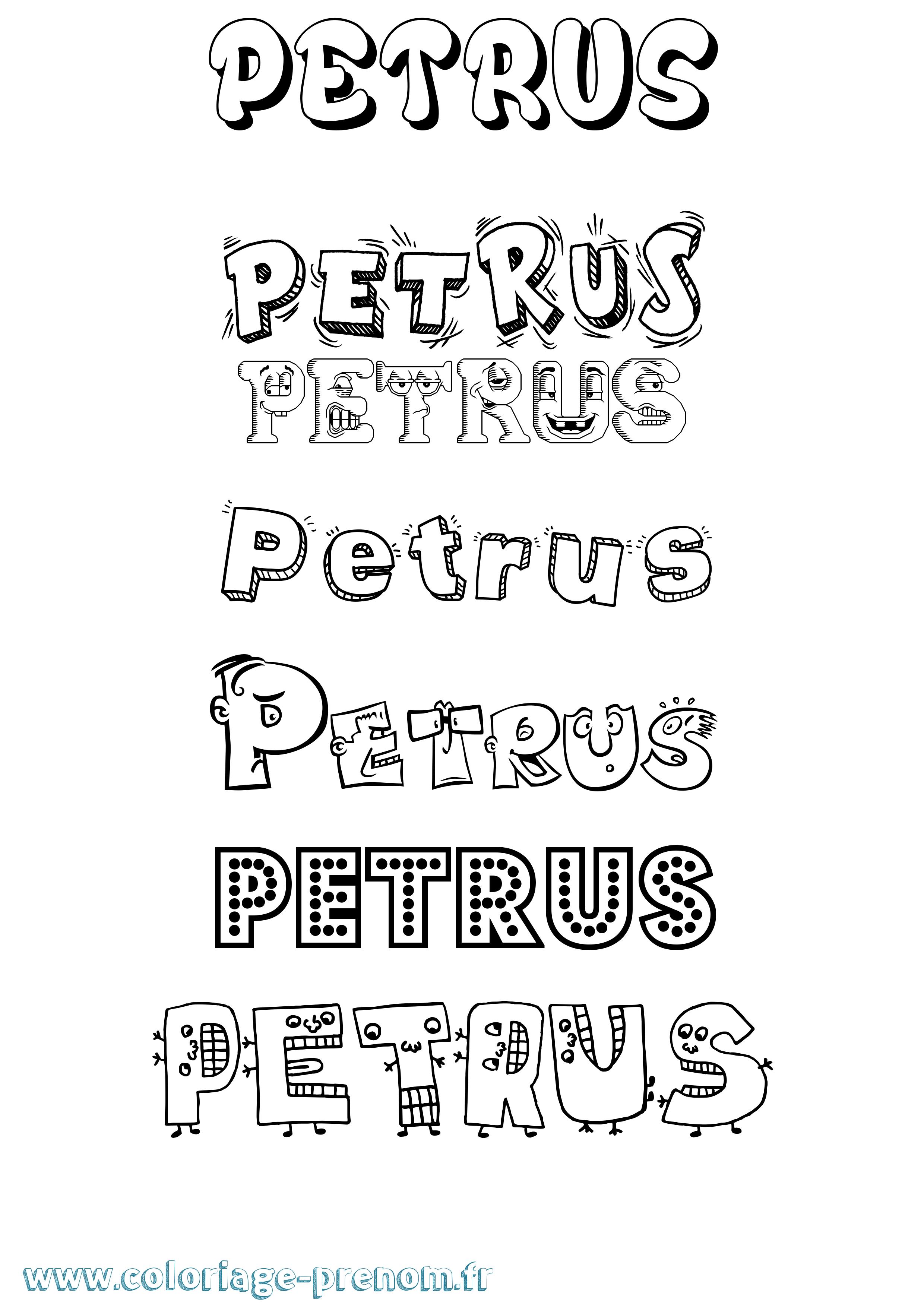 Coloriage Petrus Fun Coloriage prénom Petrus Fun