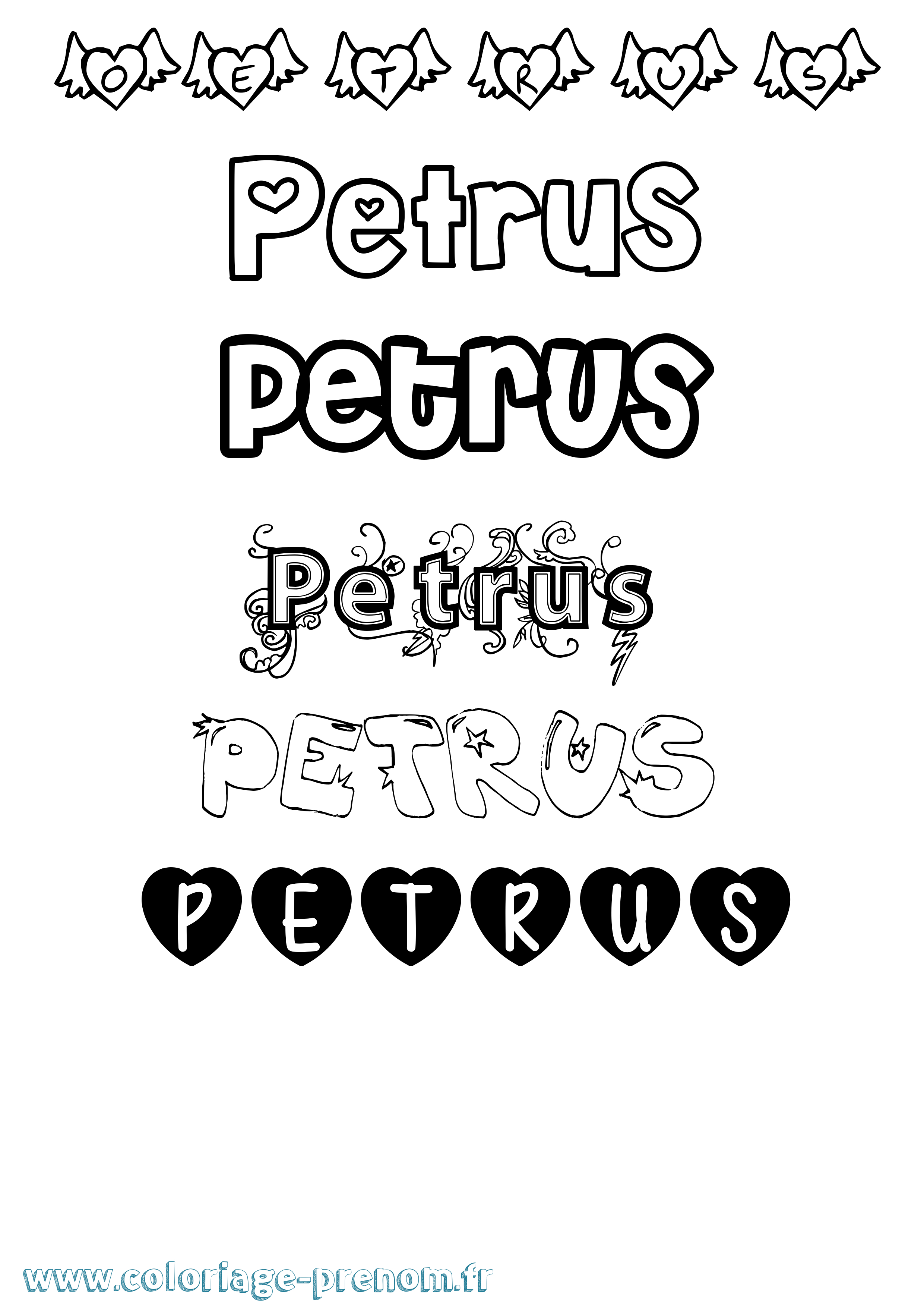 Coloriage Petrus Girly Coloriage prénom Petrus Girly
