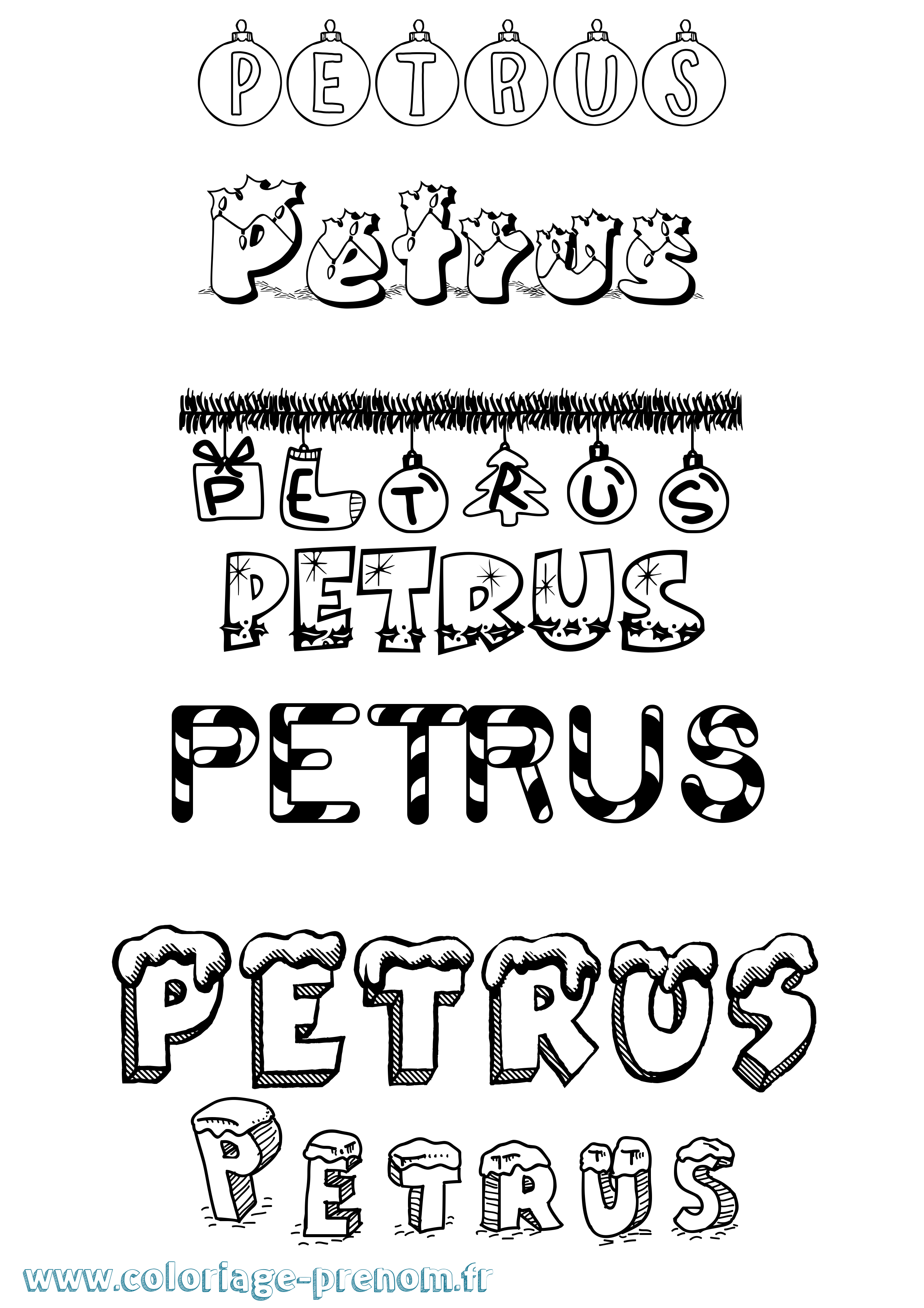 Coloriage Petrus Noël Coloriage prénom Petrus Noël