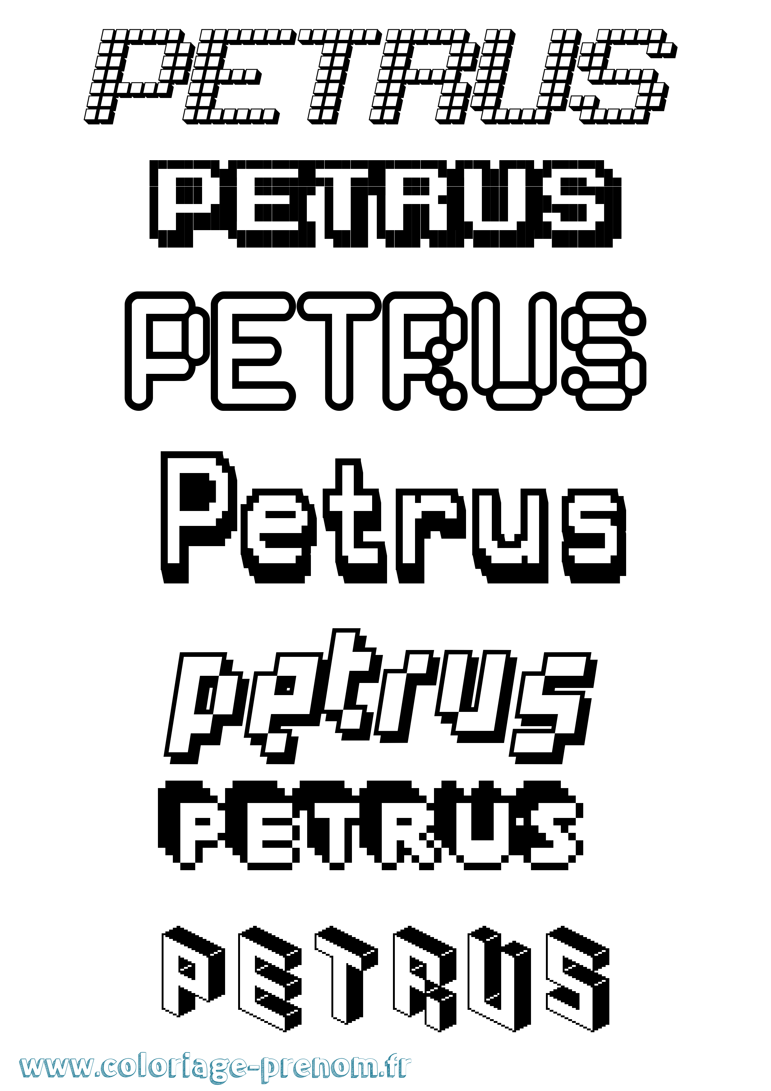Coloriage Petrus Pixel Coloriage prénom Petrus Pixel