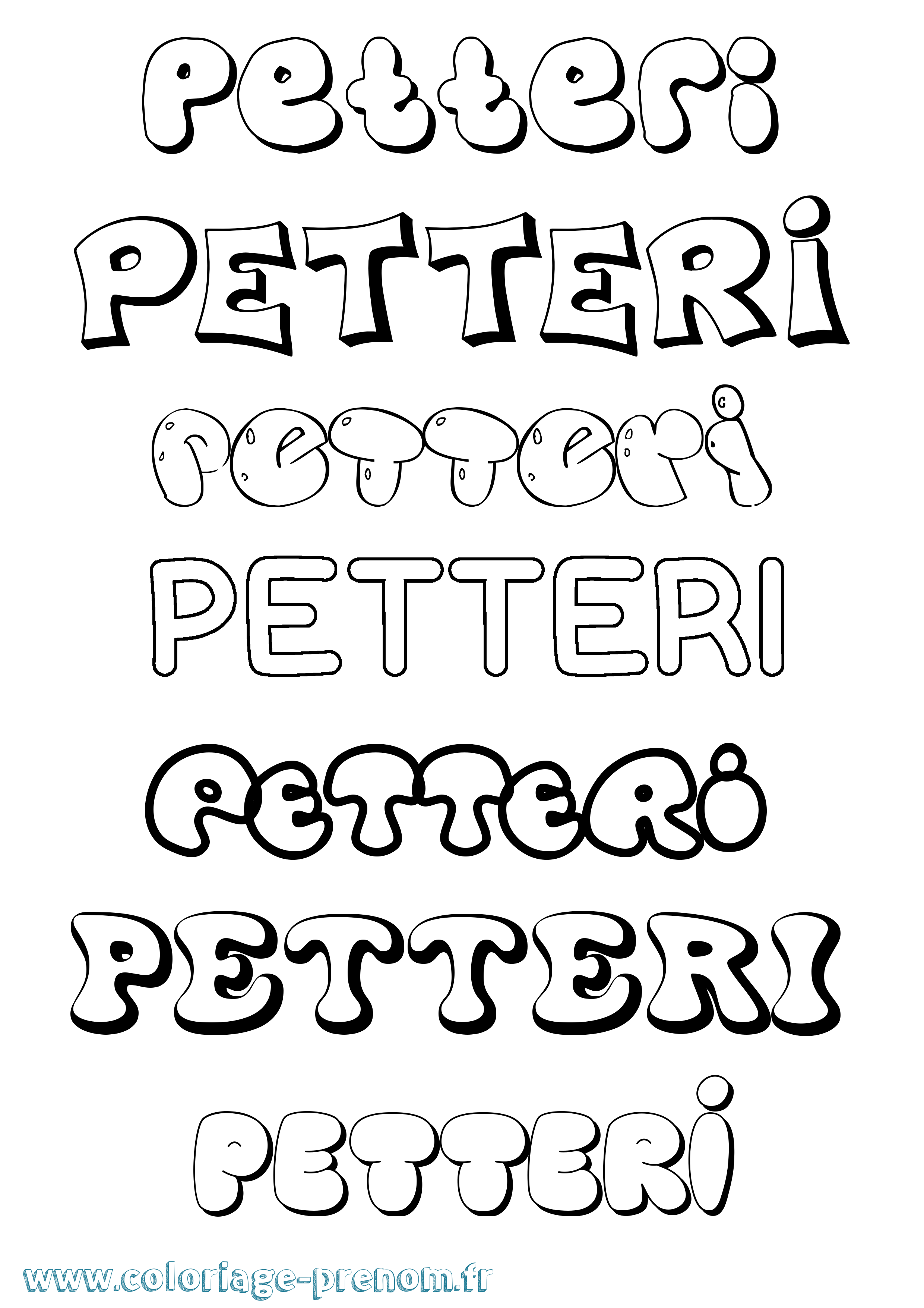 Coloriage Petteri Bubble Coloriage prénom Petteri Bubble