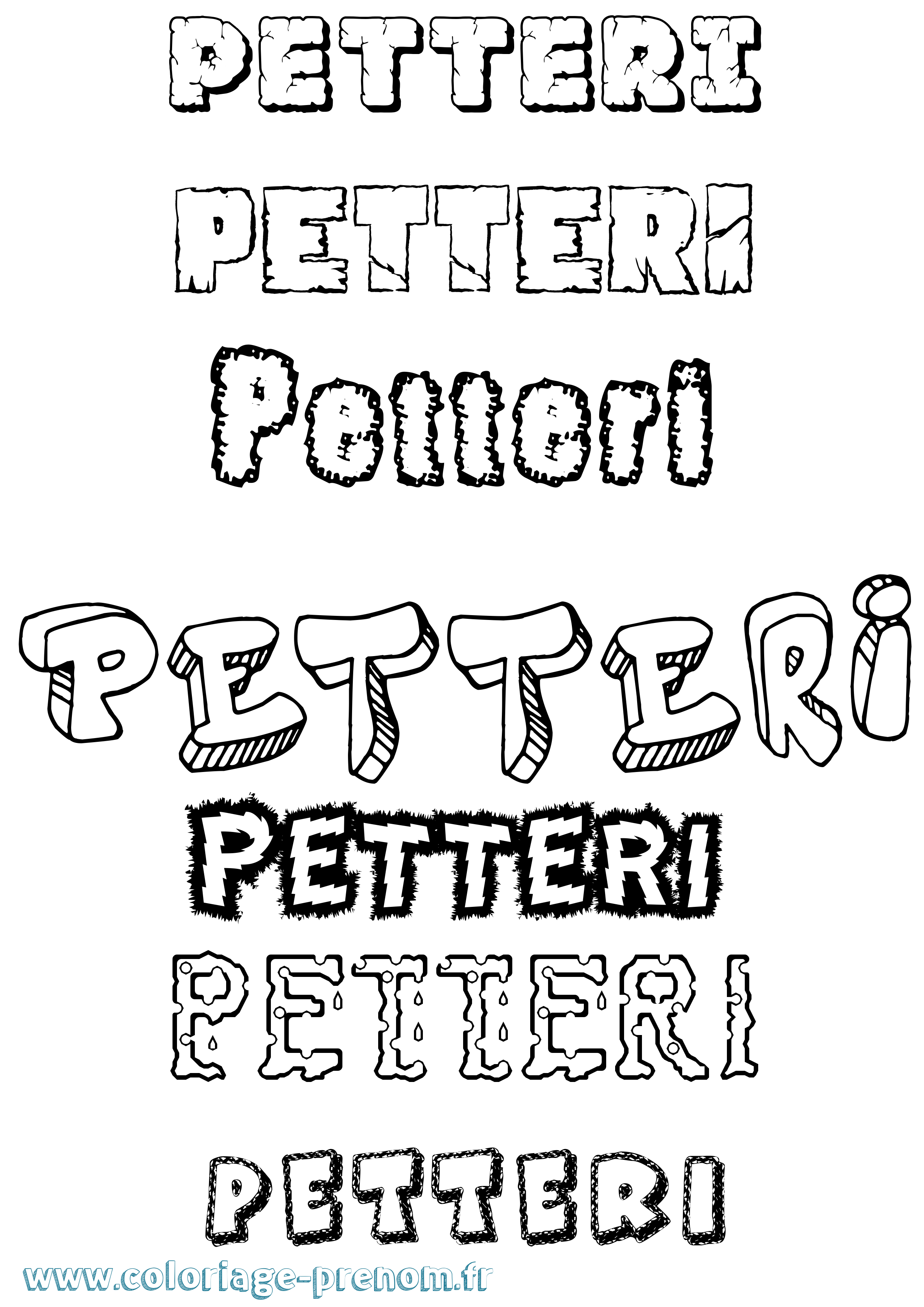 Coloriage Petteri Destructuré Coloriage prénom Petteri Destructuré