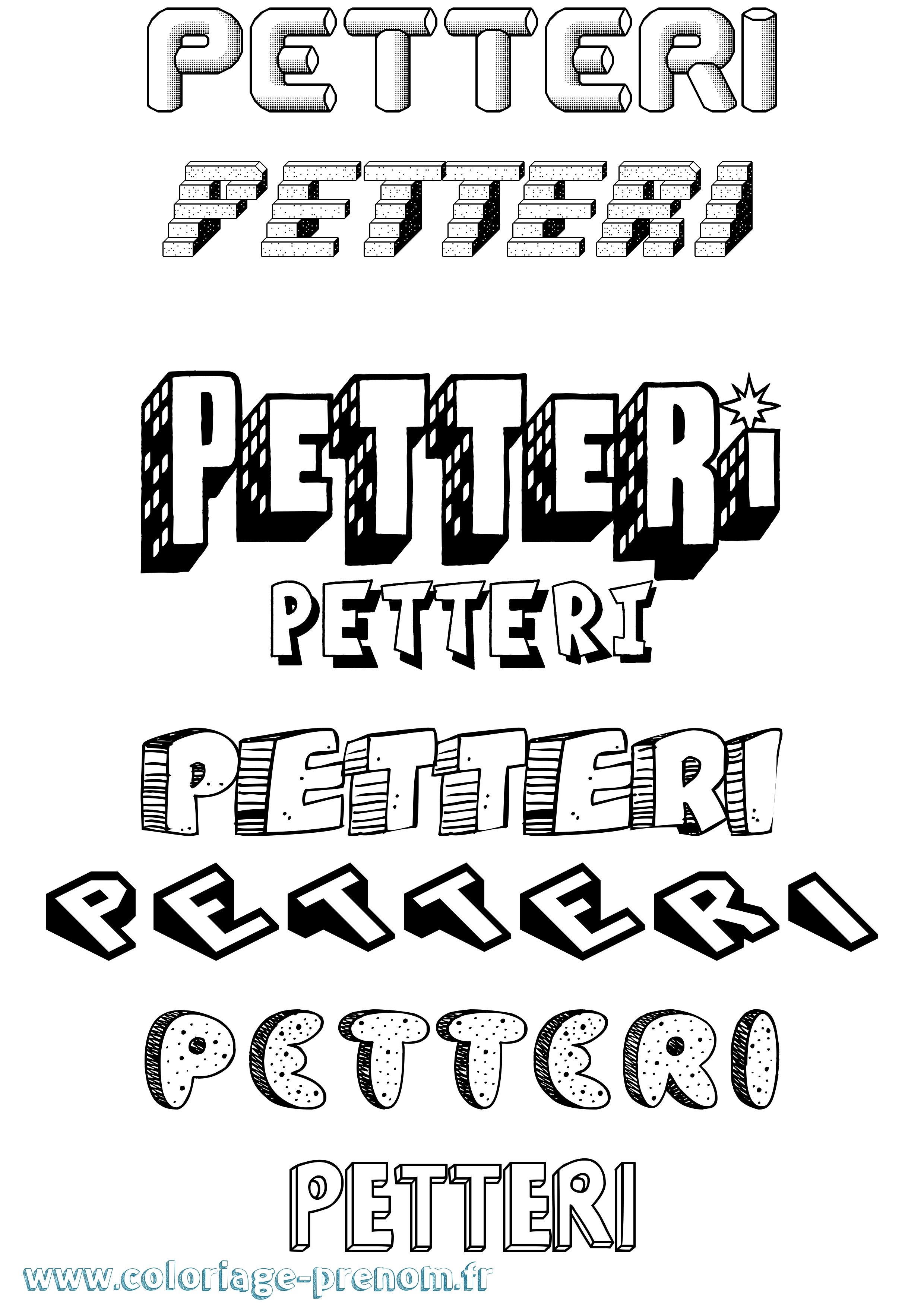 Coloriage Petteri Effet 3D Coloriage prénom Petteri Effet 3D