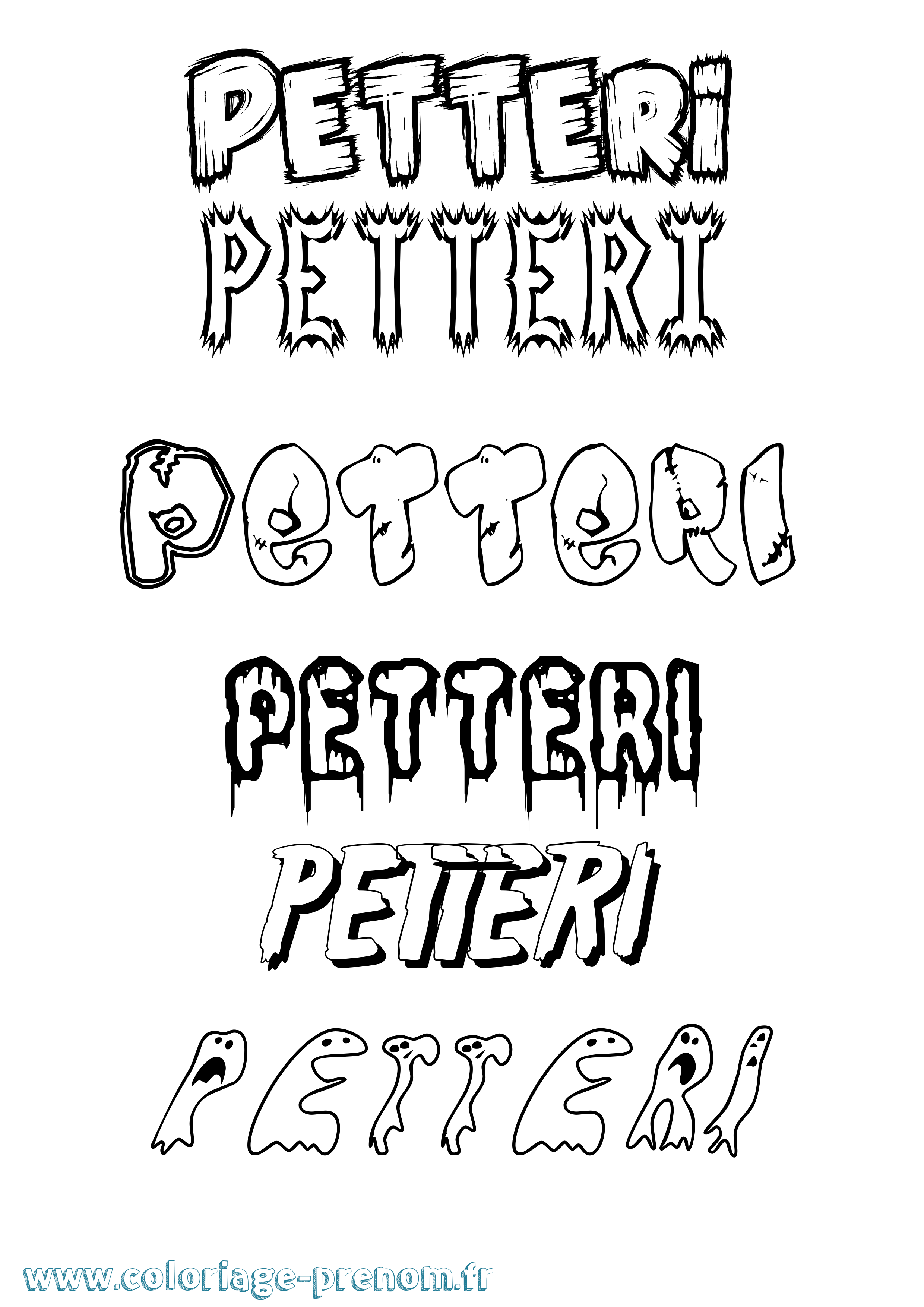 Coloriage Petteri Frisson Coloriage prénom Petteri Frisson