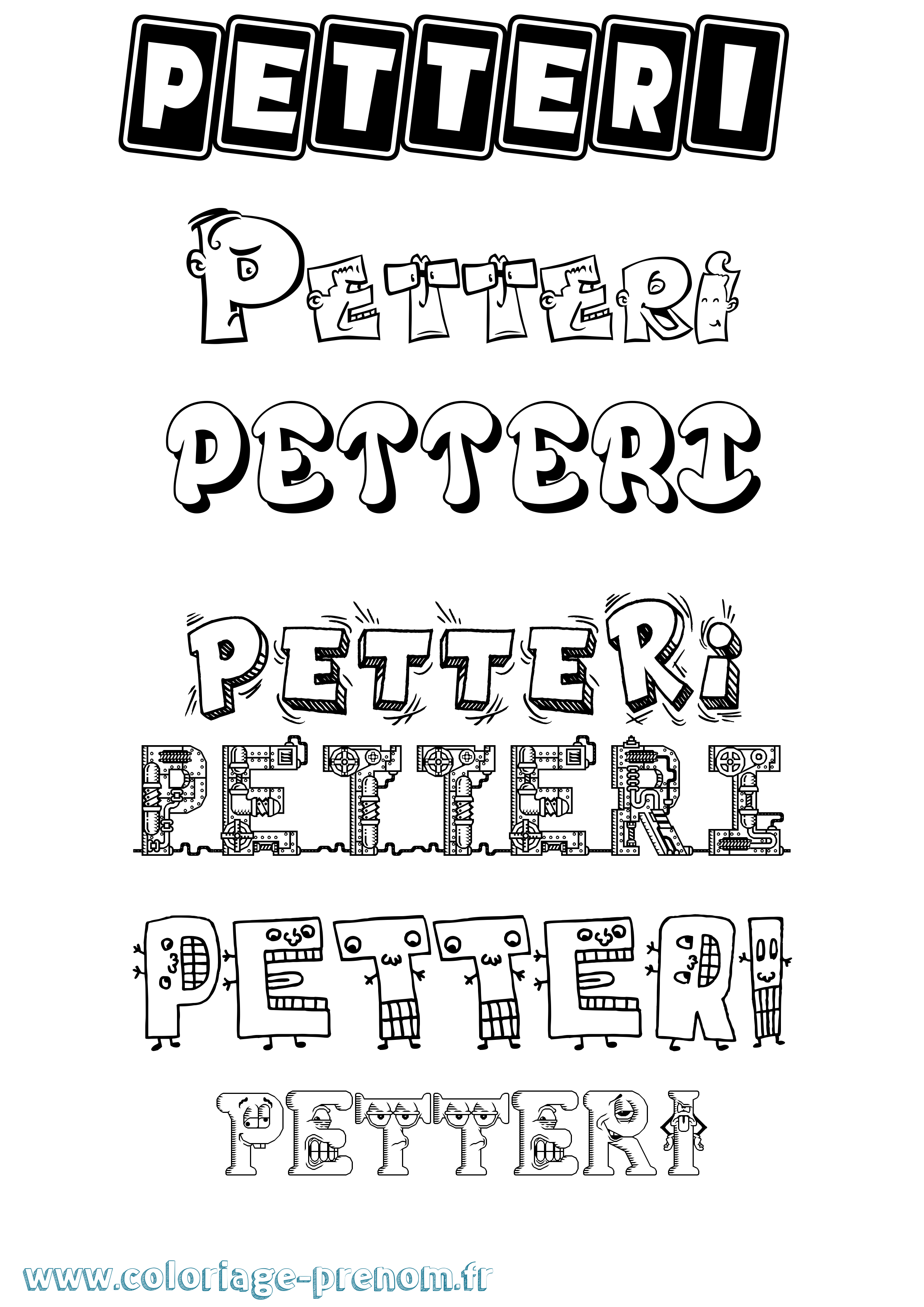 Coloriage Petteri Fun Coloriage prénom Petteri Fun