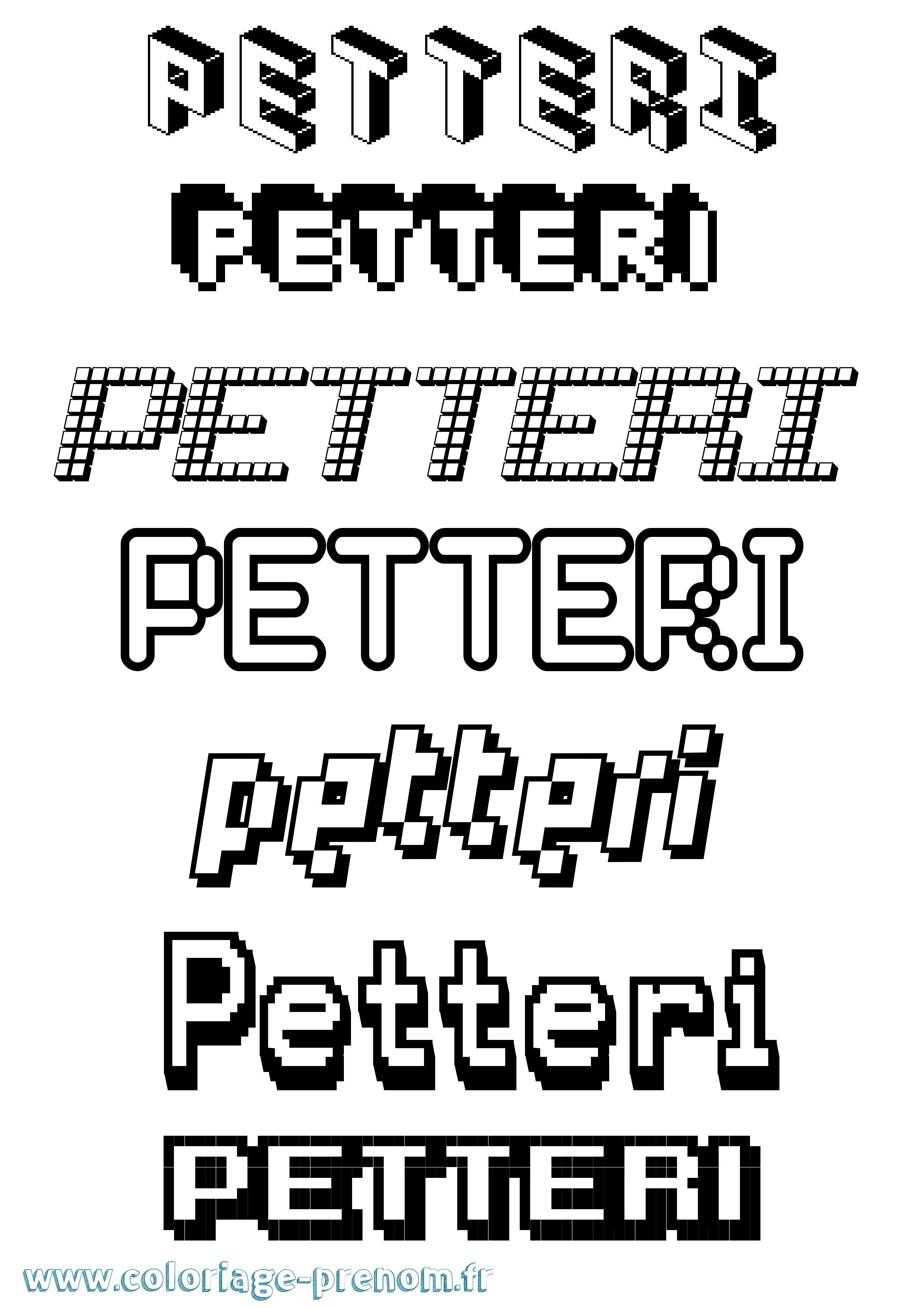 Coloriage Petteri Pixel Coloriage prénom Petteri Pixel