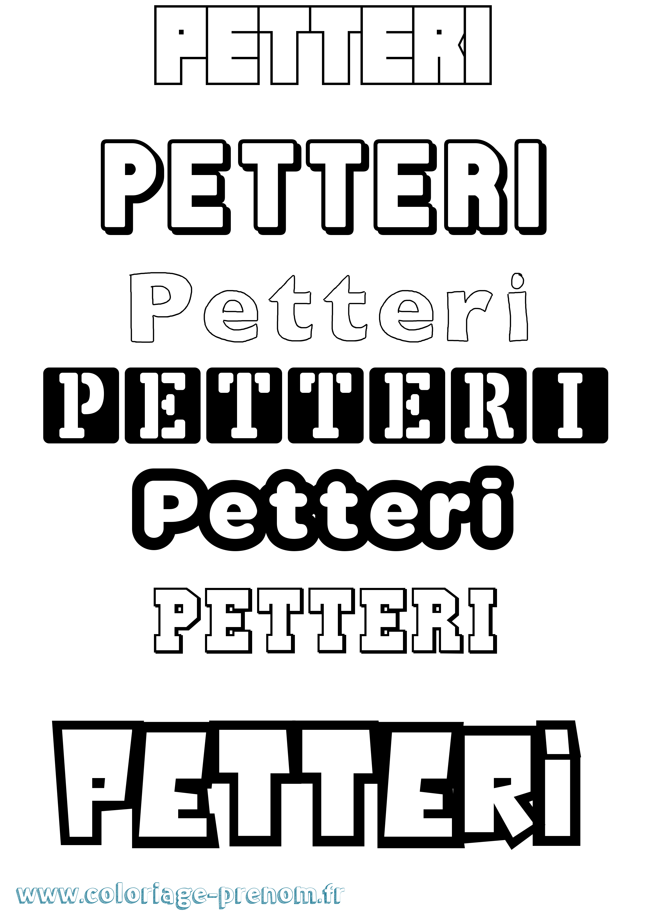 Coloriage Petteri Simple Coloriage prénom Petteri Simple