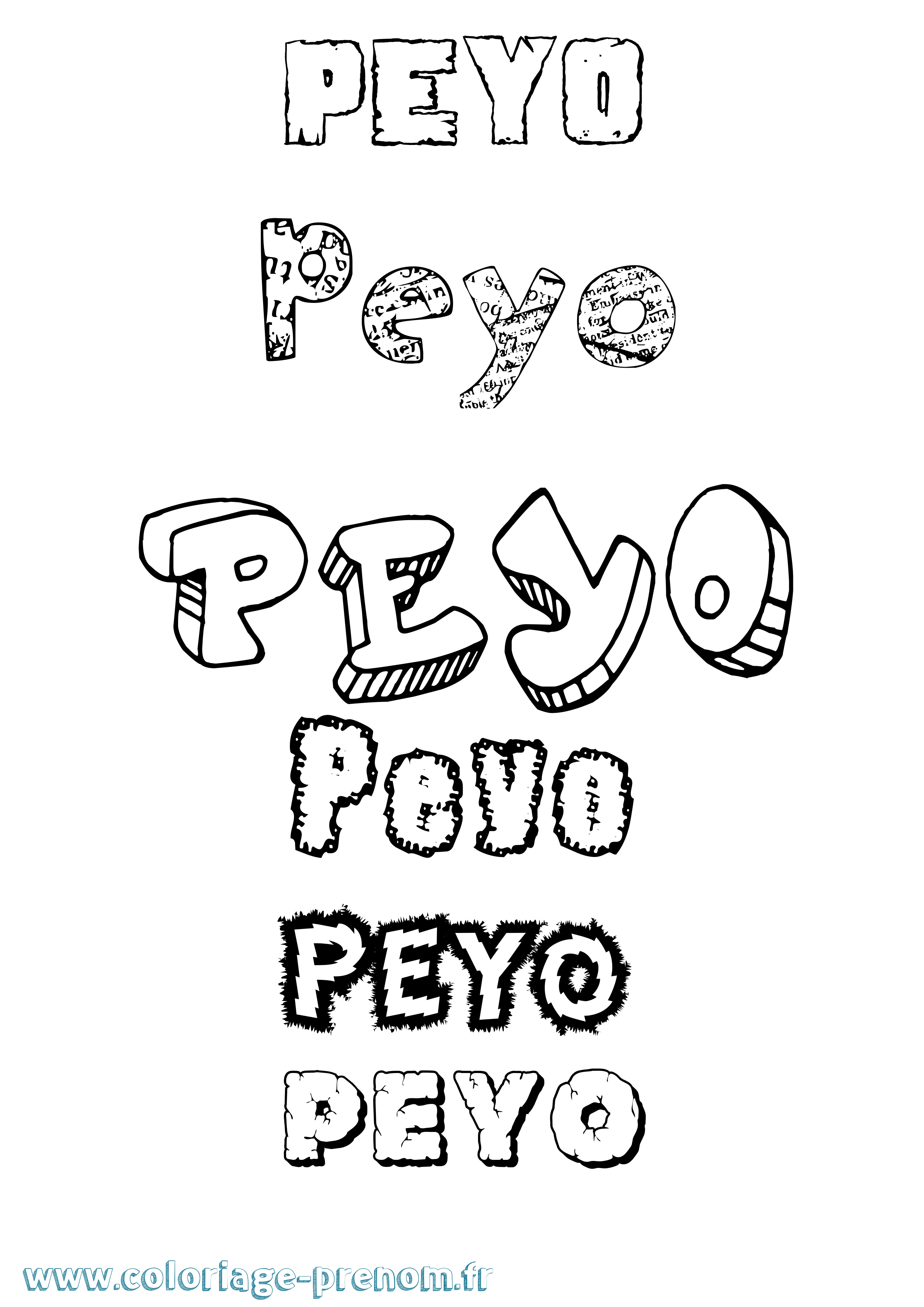 Coloriage Peyo Destructuré Coloriage prénom Peyo Destructuré