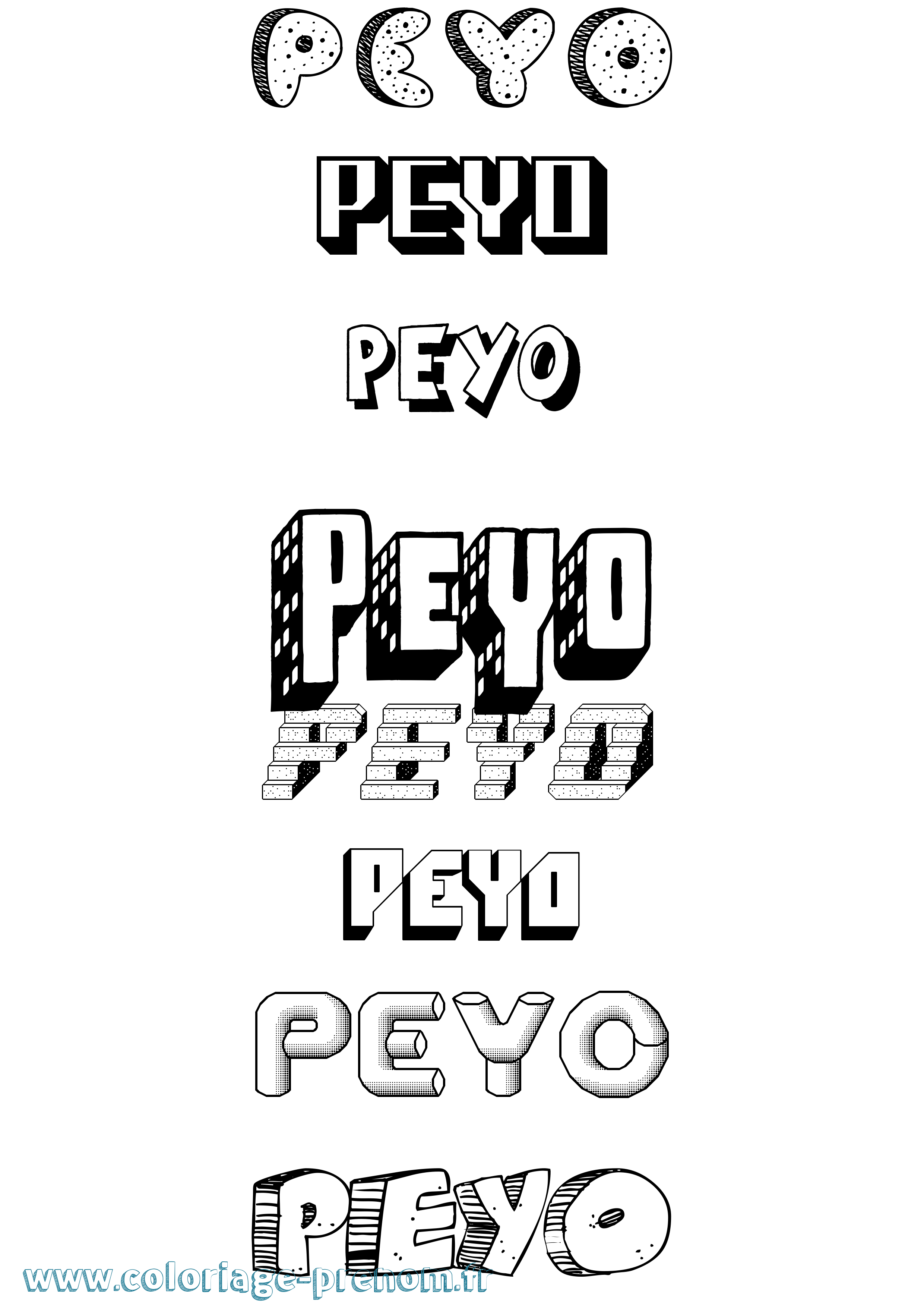 Coloriage Peyo Effet 3D Coloriage prénom Peyo Effet 3D