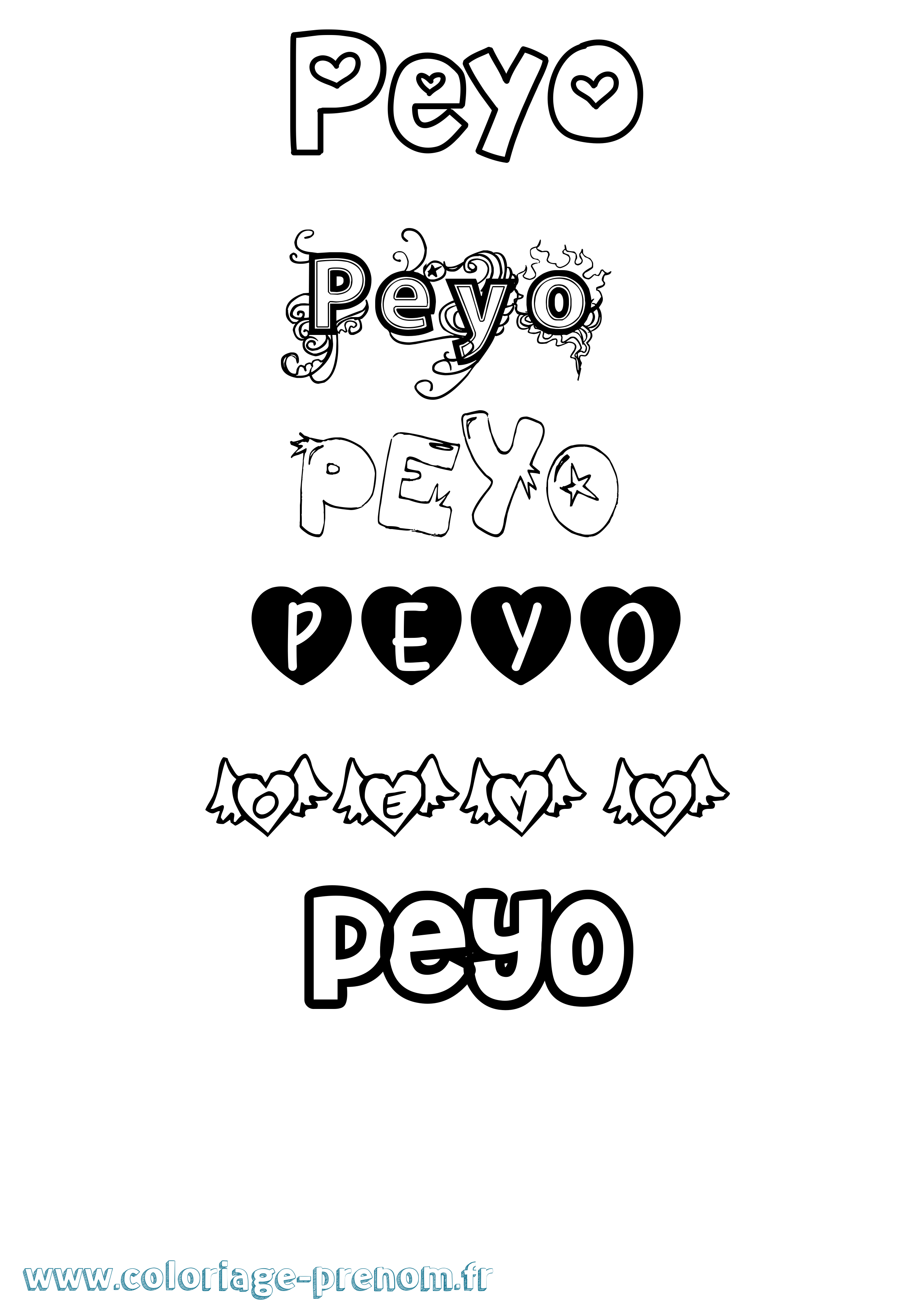 Coloriage Peyo Girly Coloriage prénom Peyo Girly