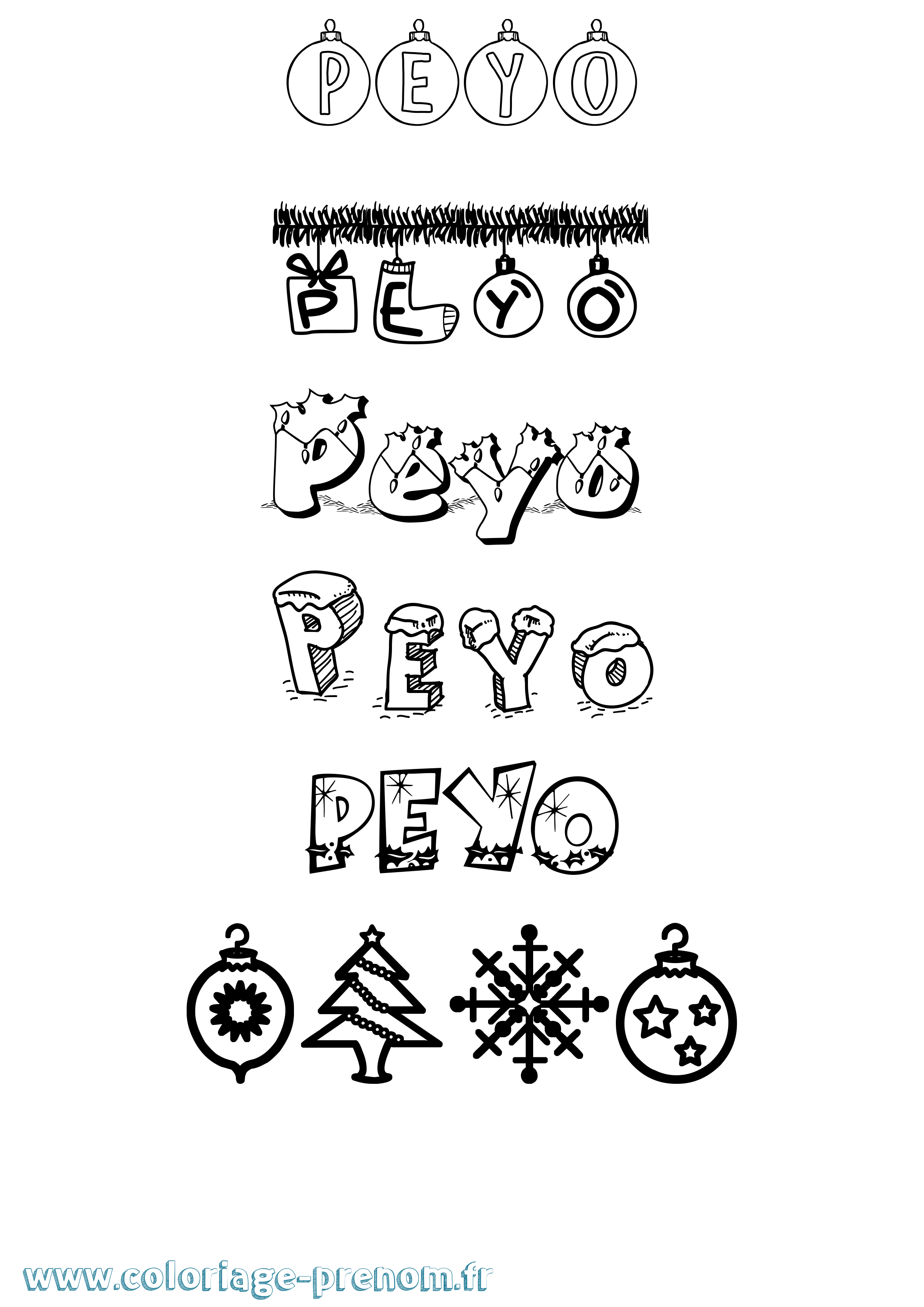 Coloriage Peyo Noël Coloriage prénom Peyo Noël