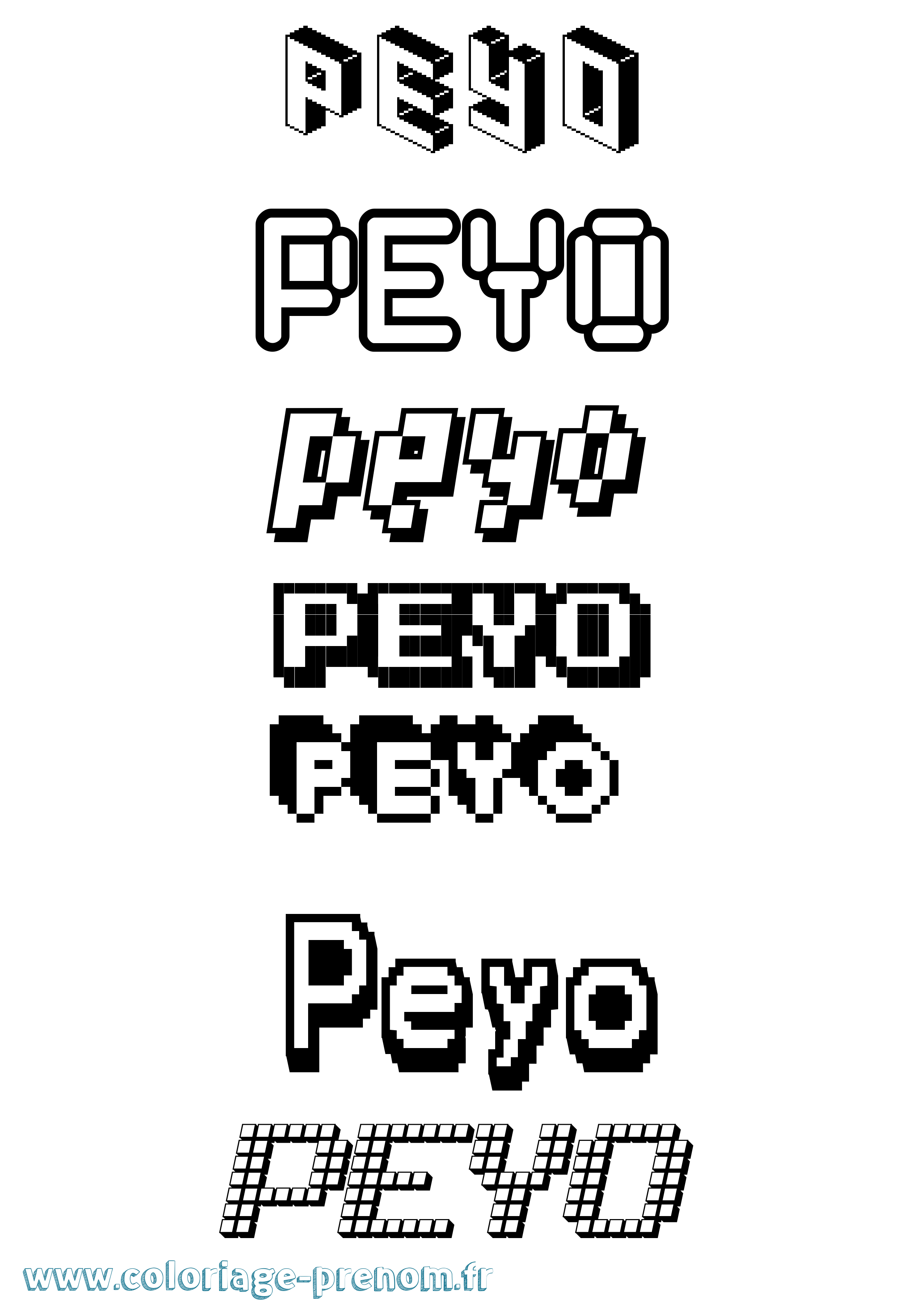 Coloriage Peyo Pixel Coloriage prénom Peyo Pixel