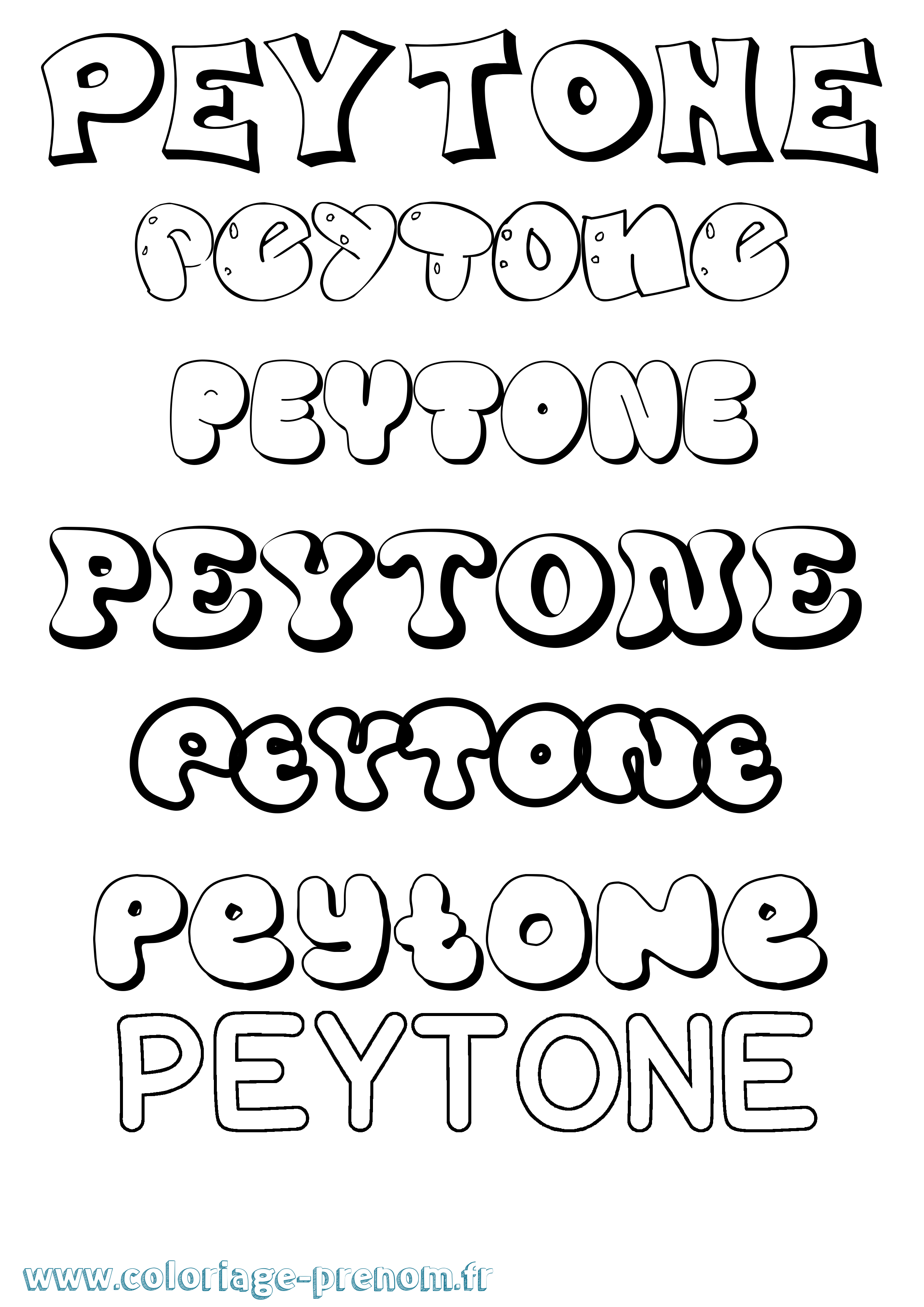 Coloriage Peytone Bubble Coloriage prénom Peytone Bubble