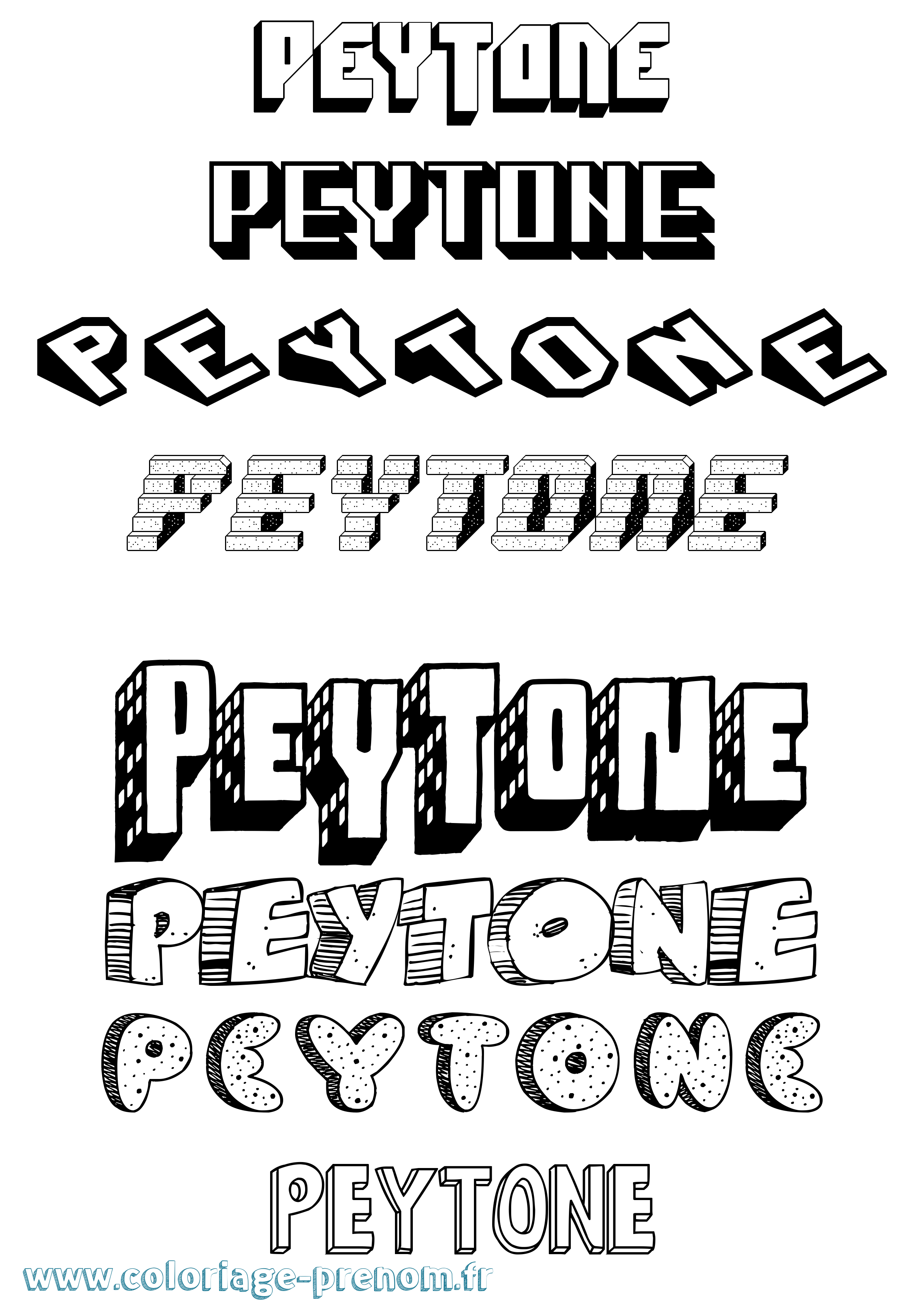 Coloriage Peytone Effet 3D Coloriage prénom Peytone Effet 3D