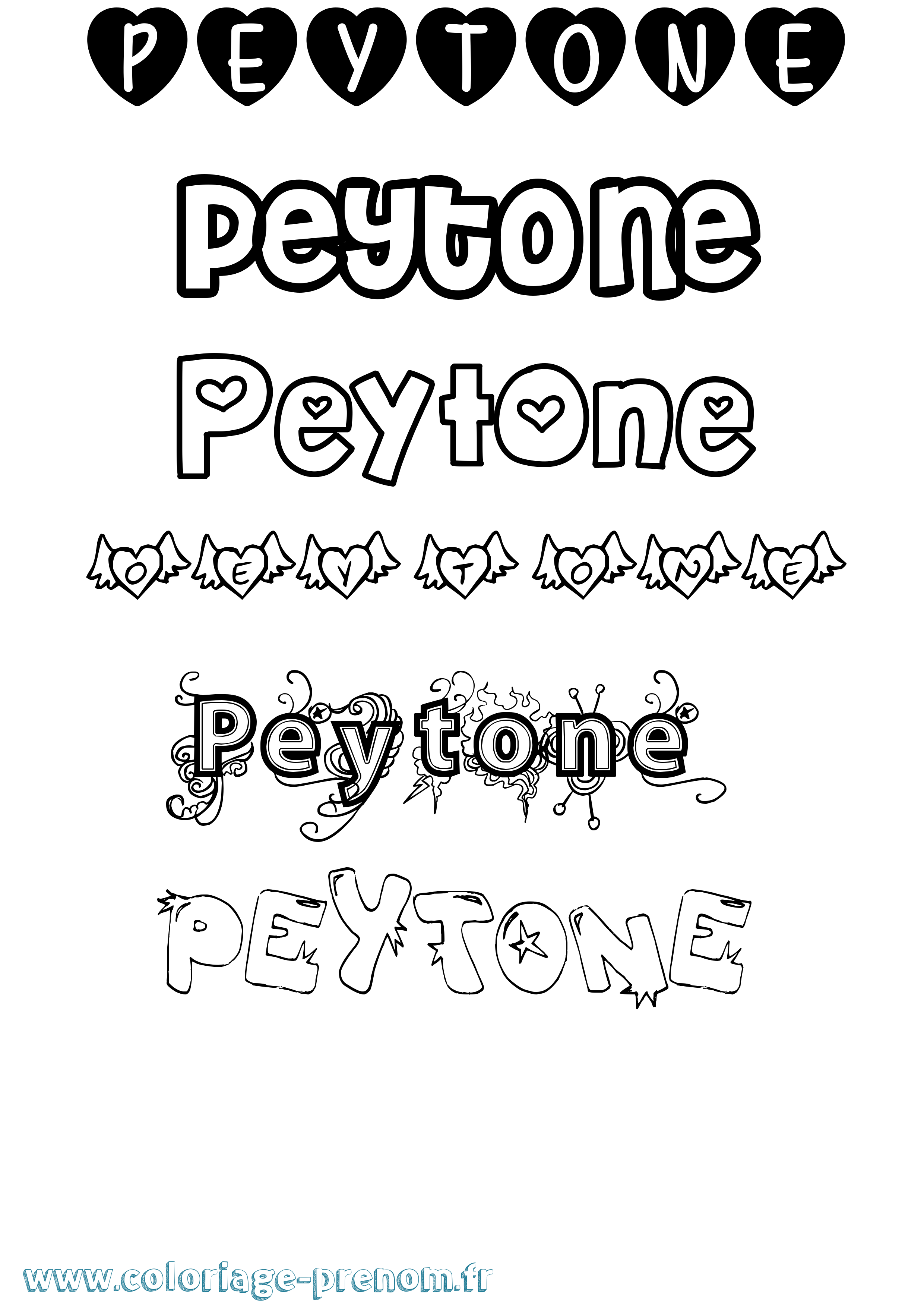 Coloriage Peytone Girly Coloriage prénom Peytone Girly