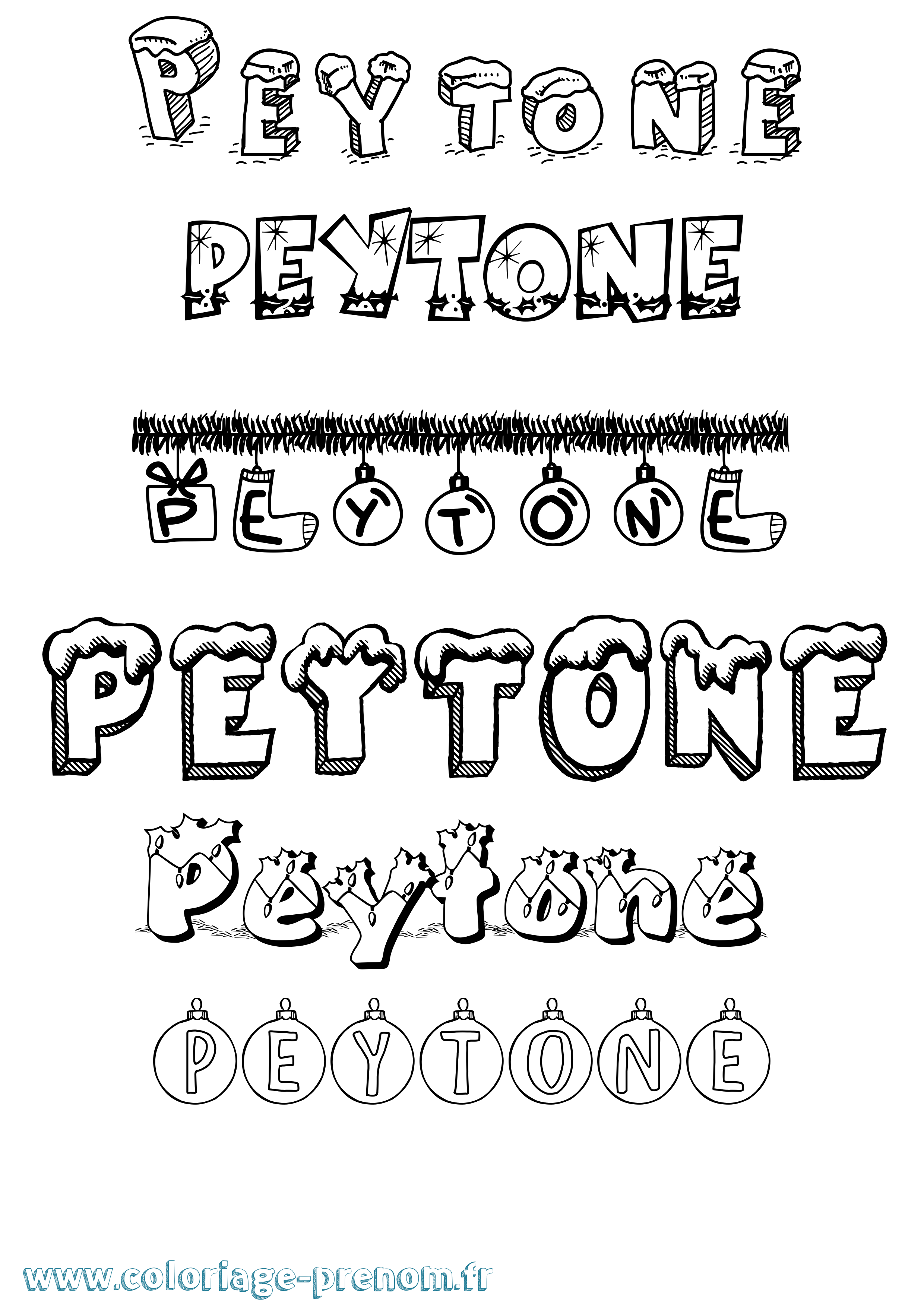 Coloriage Peytone Noël Coloriage prénom Peytone Noël