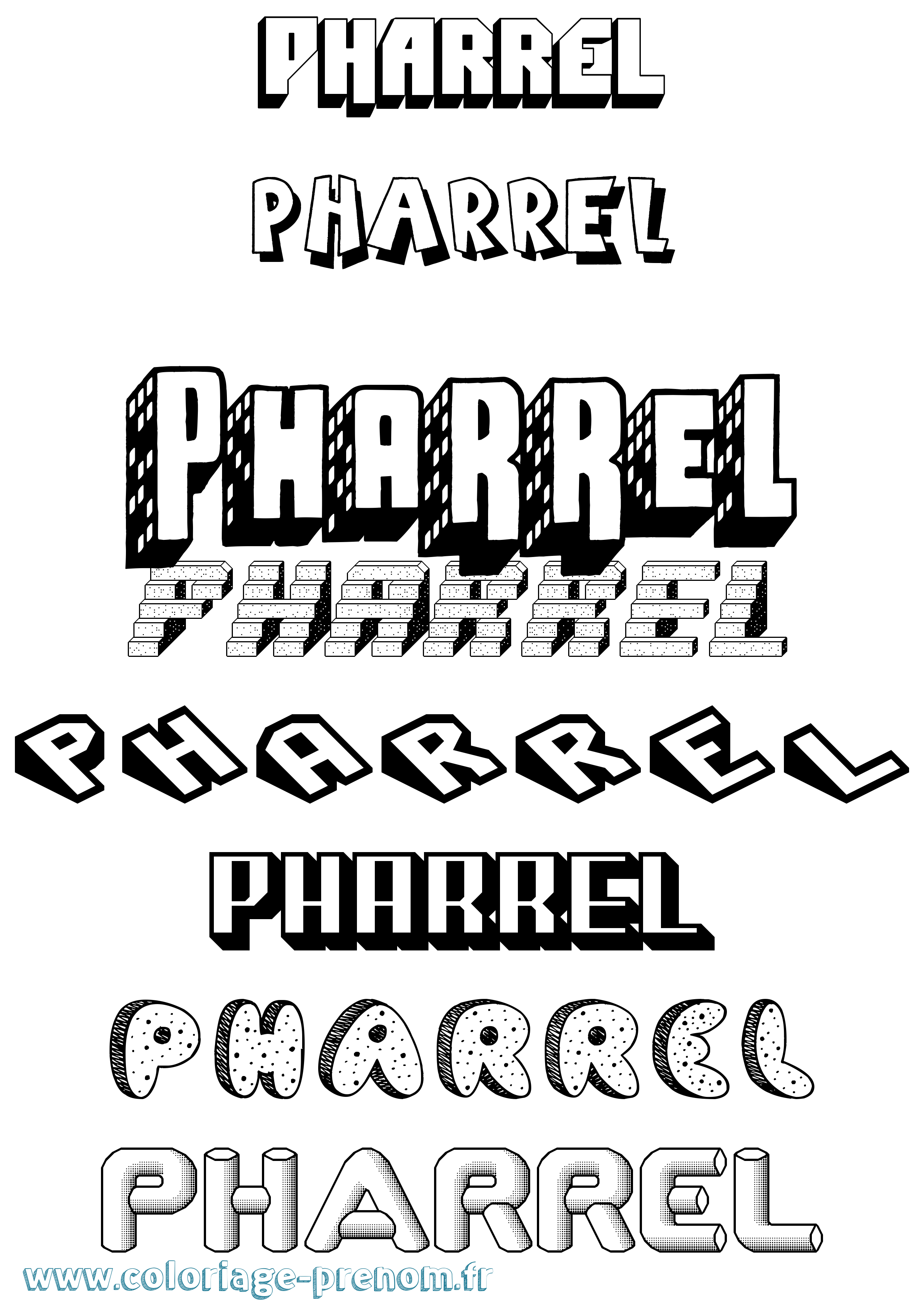 Coloriage Pharrel Effet 3D Coloriage prénom Pharrel Effet 3D