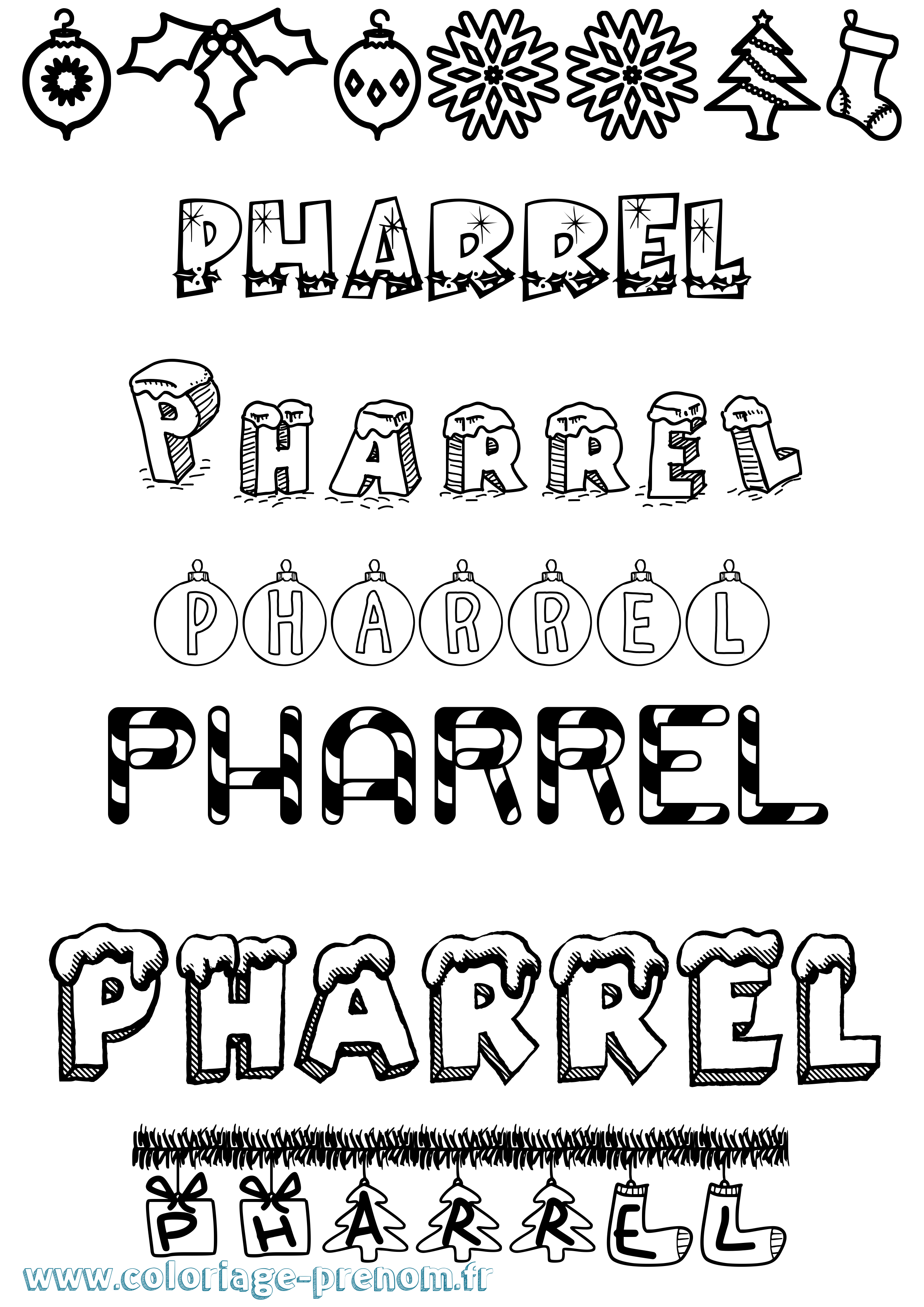 Coloriage Pharrel Noël Coloriage prénom Pharrel Noël