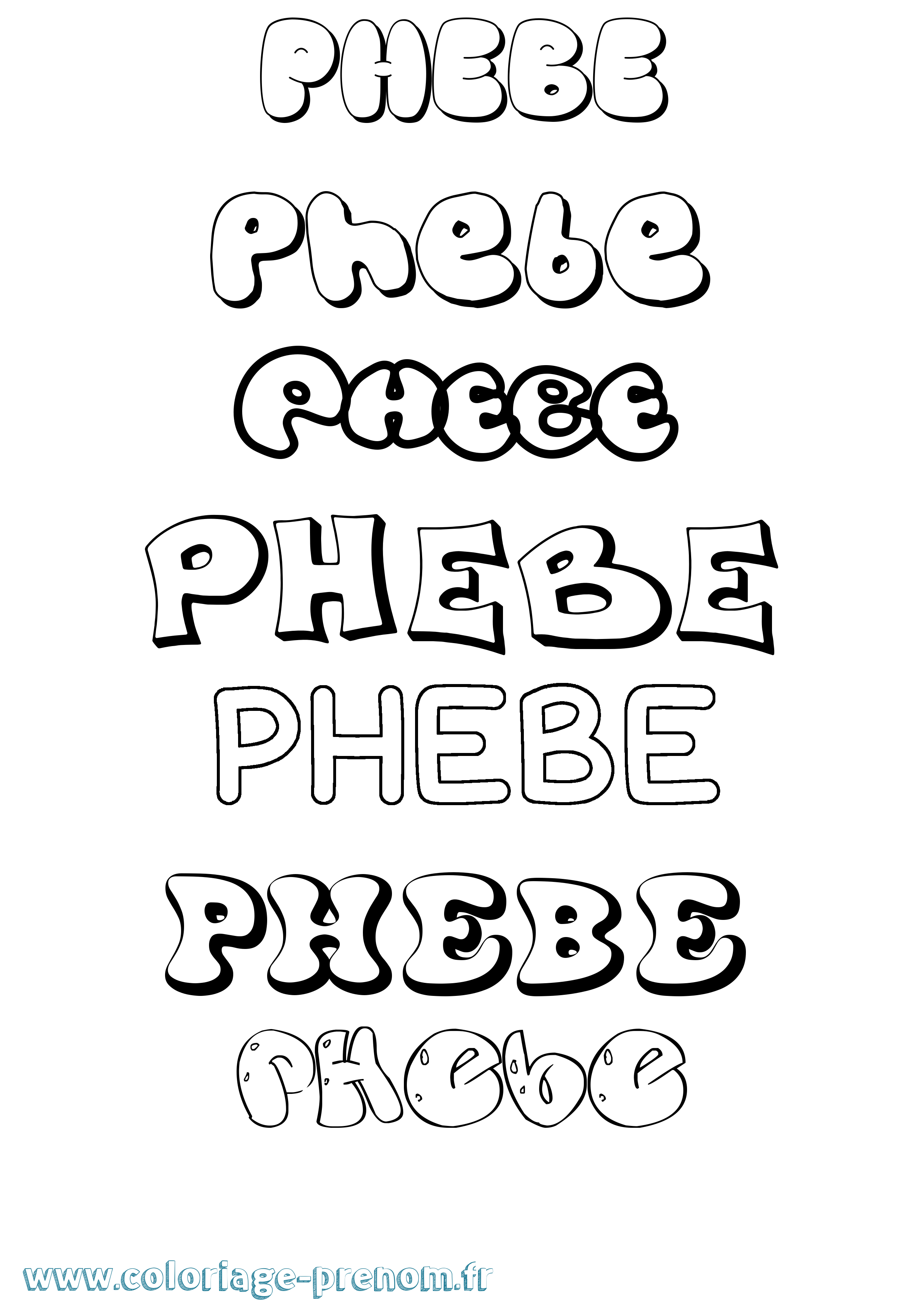 Coloriage Phebe Bubble Coloriage prénom Phebe Bubble