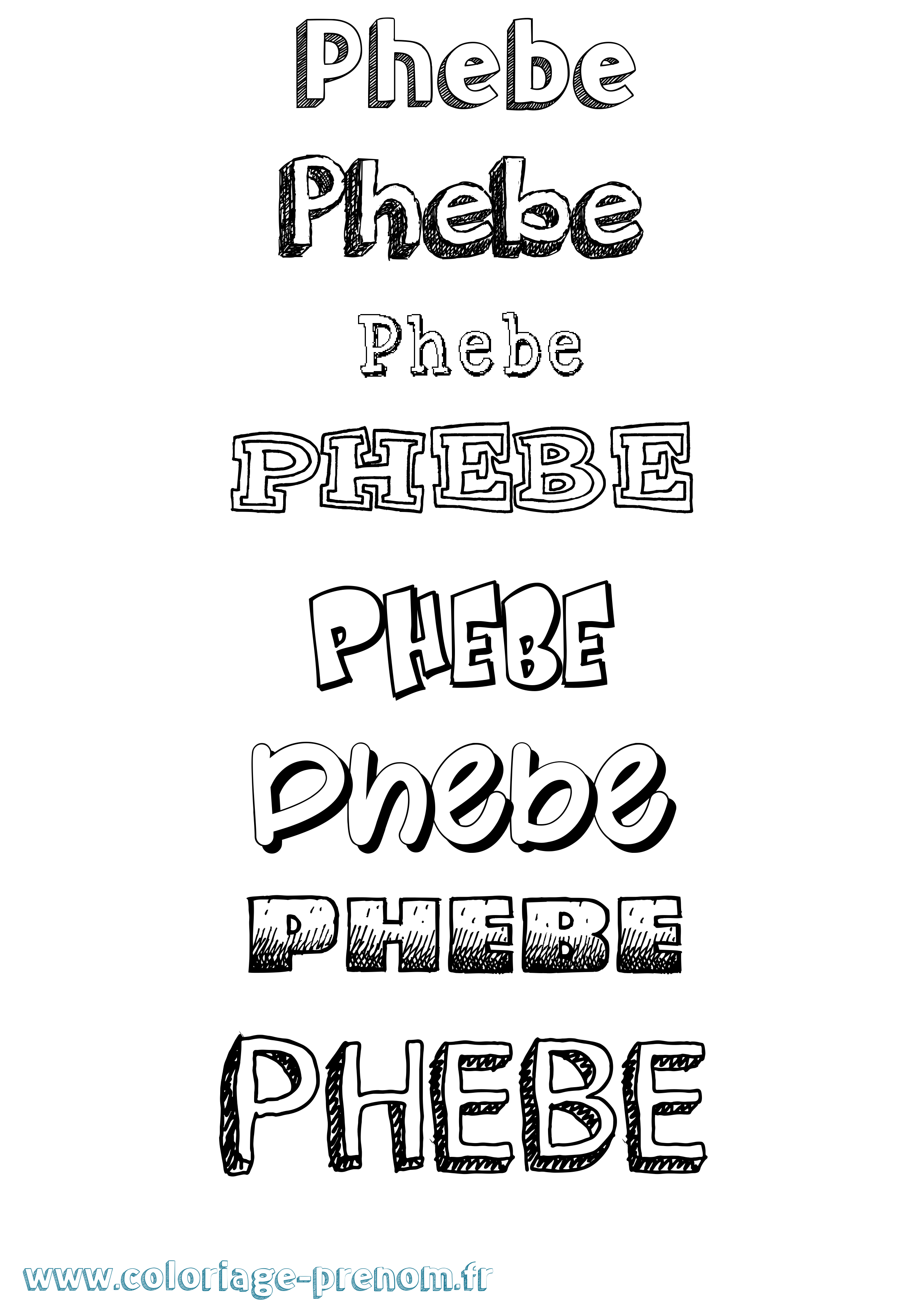 Coloriage Phebe Dessiné Coloriage prénom Phebe Dessiné