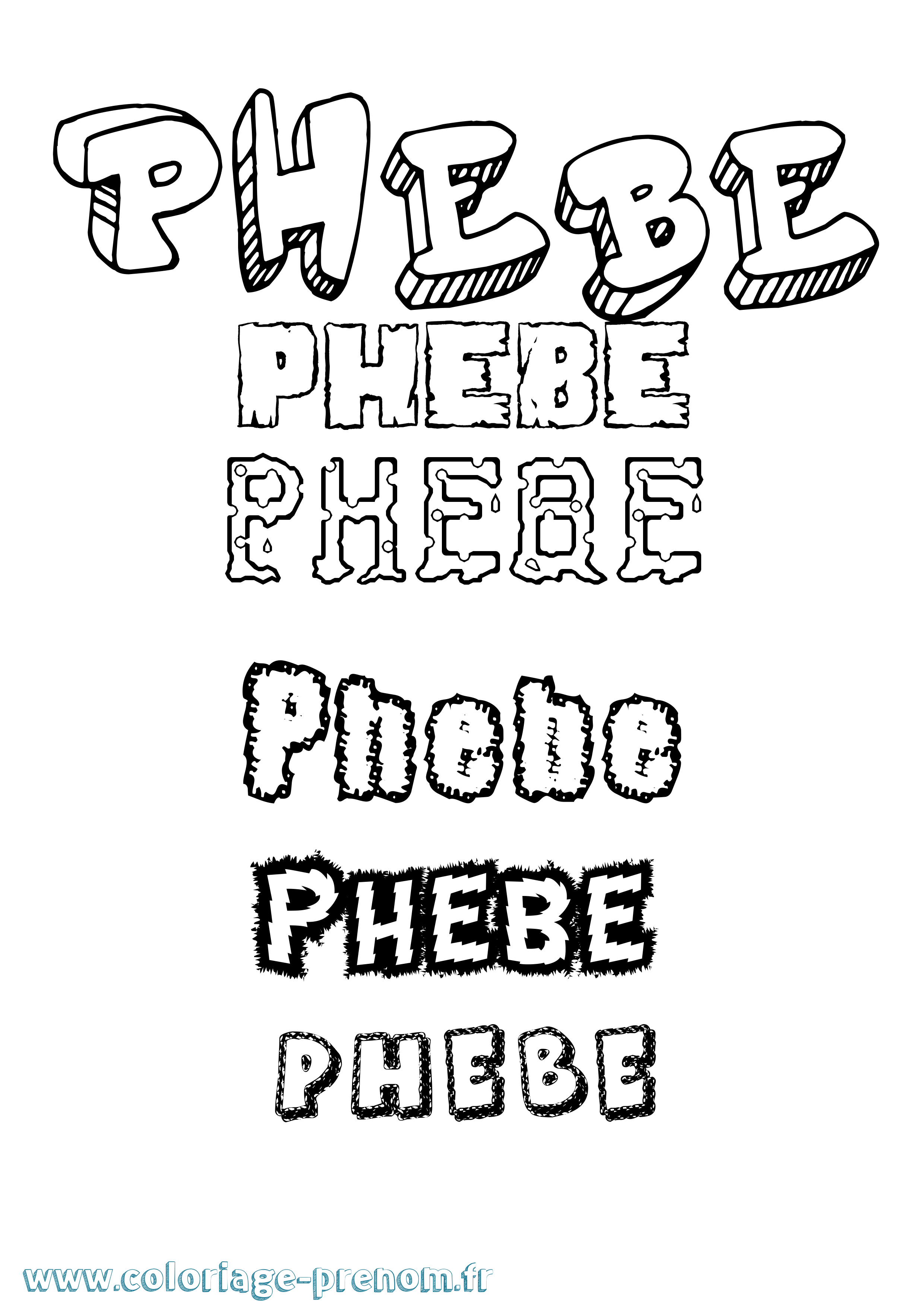 Coloriage Phebe Destructuré Coloriage prénom Phebe Destructuré