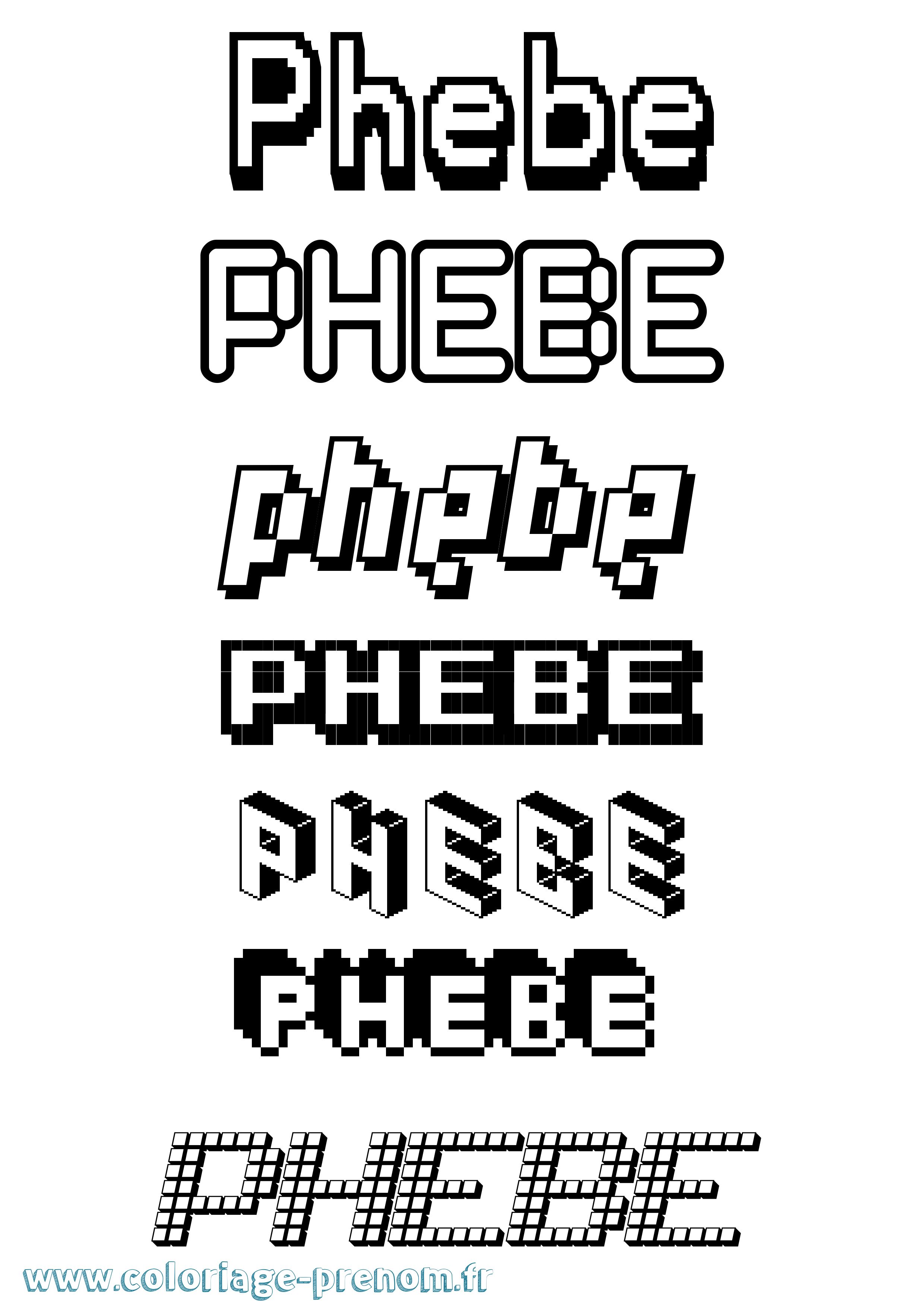 Coloriage Phebe Pixel Coloriage prénom Phebe Pixel