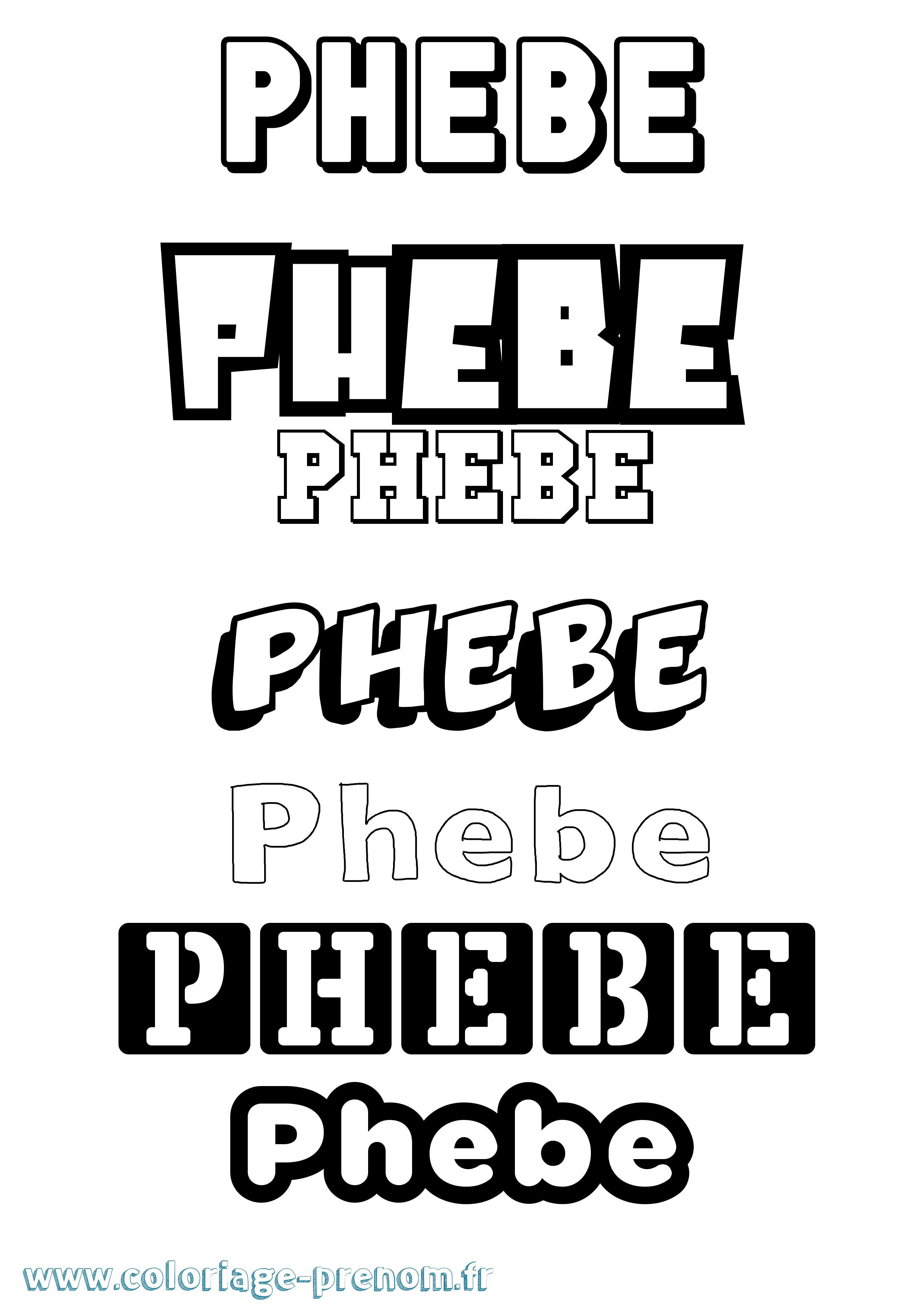Coloriage Phebe Simple Coloriage prénom Phebe Simple